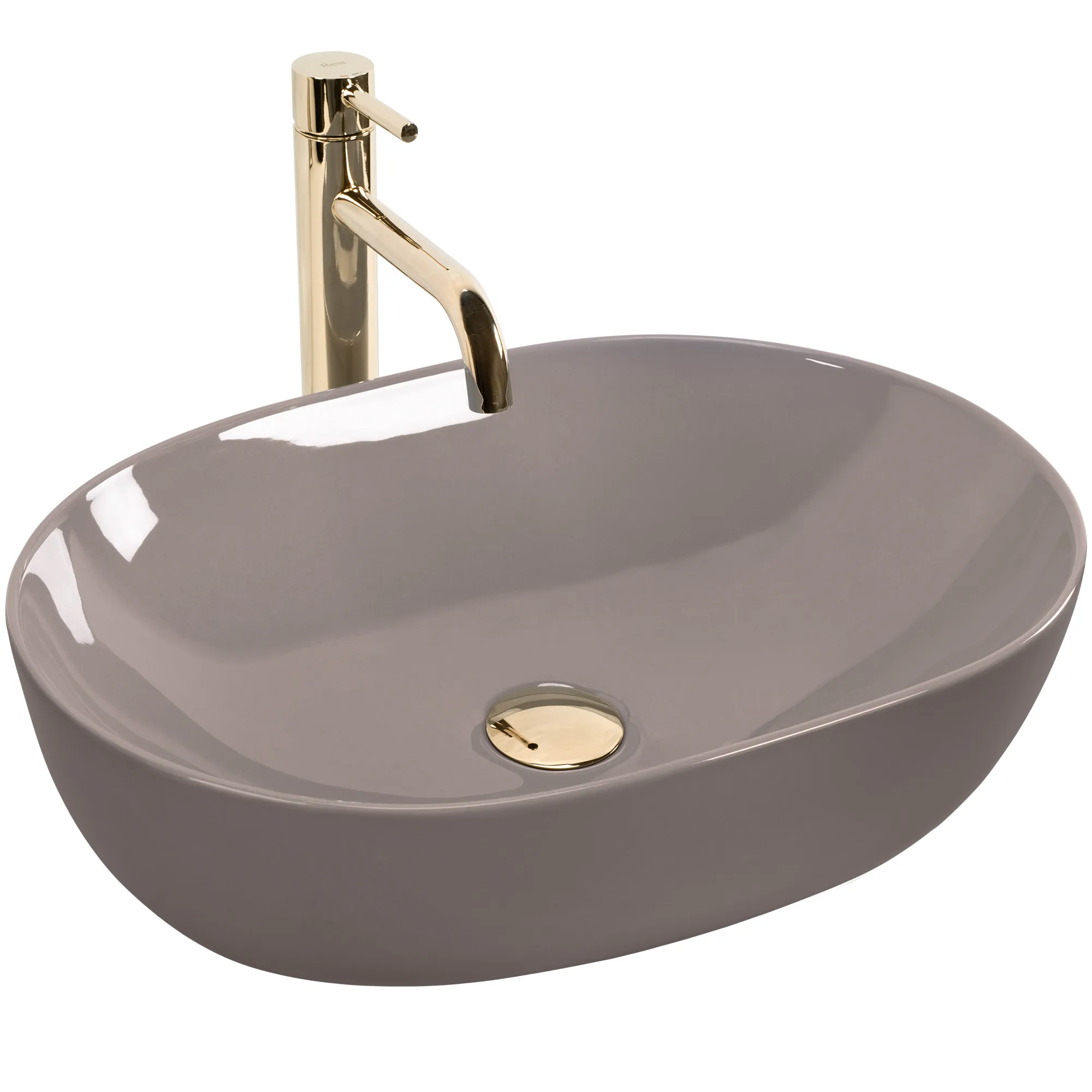 Lavoar pe blat formă semiovală lungime 49 cm culoare crem model Lisa Beige Shiny [5]