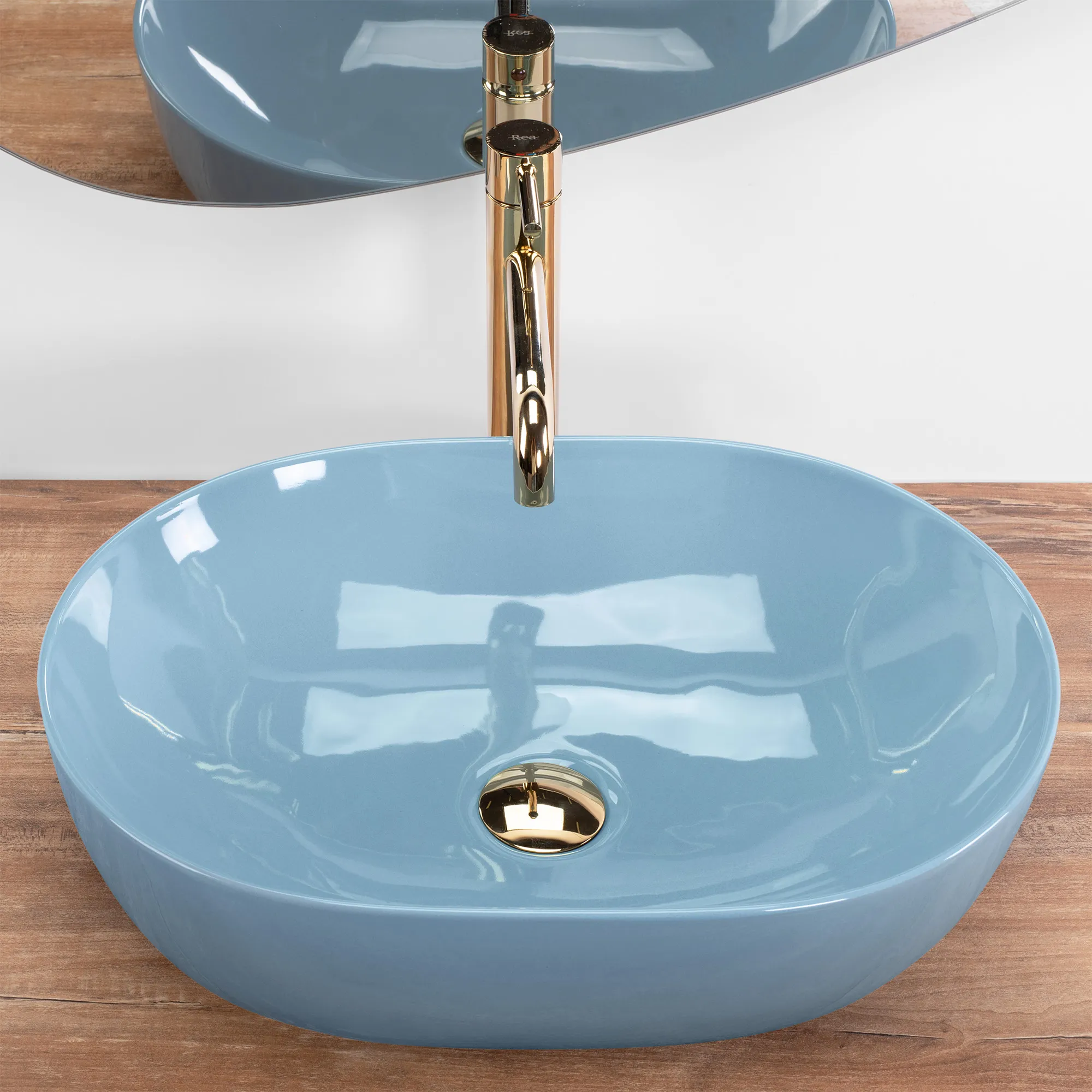 Lavoar pe blat formă semiovală lungime 49 cm culoare albastru model Lisa Blue Shiny [2]