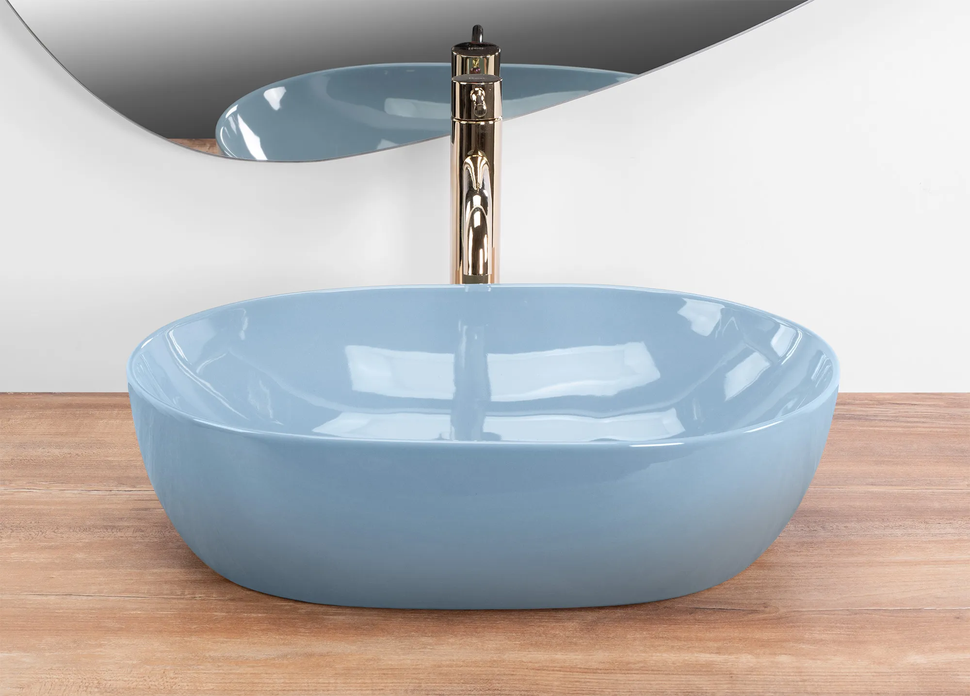 Lavoar pe blat formă semiovală lungime 49 cm culoare albastru model Lisa Blue Shiny [4]