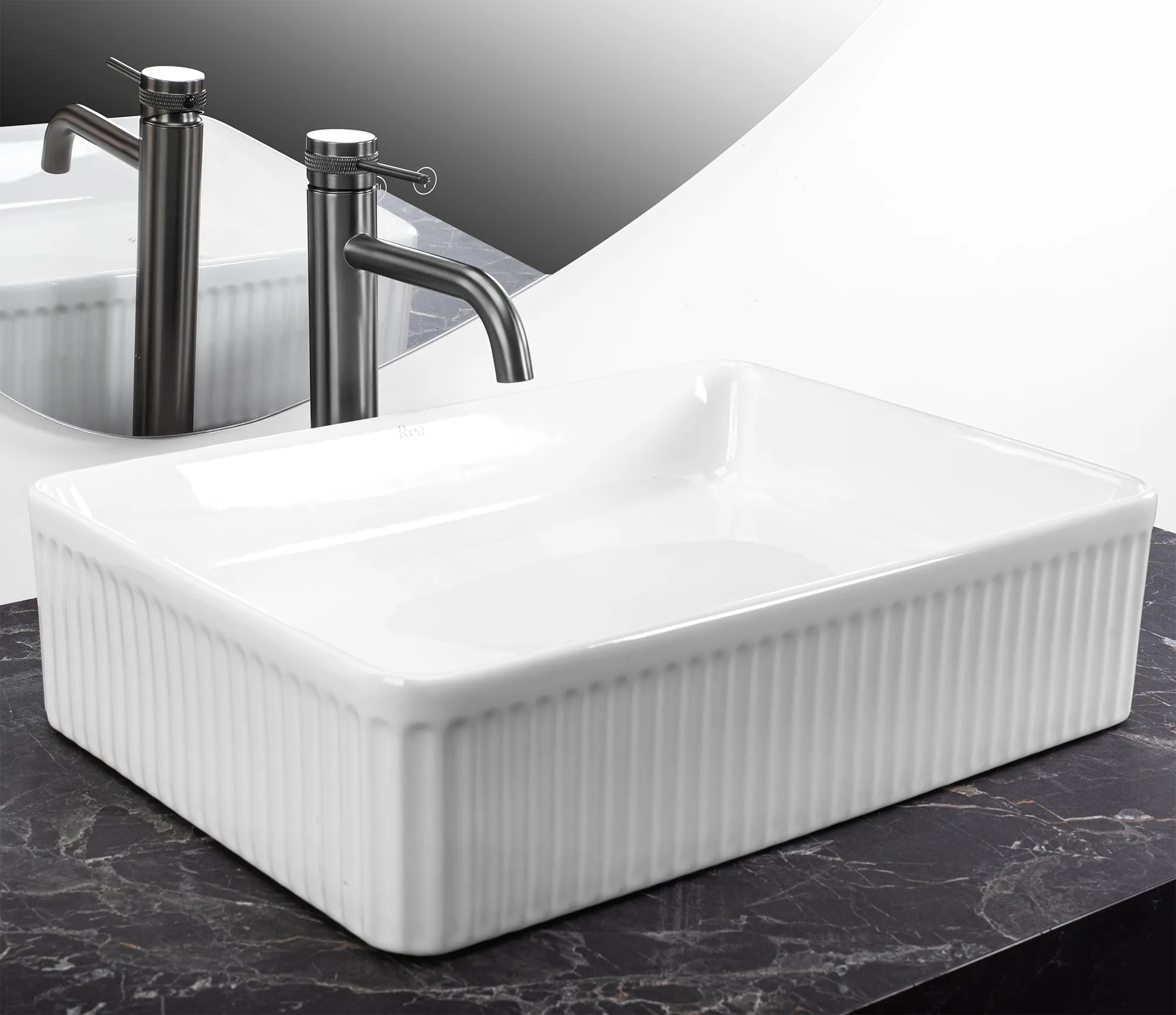 Lavoar pe blat formă dreptunghiulară lungime 50 cm culoare alb model Forella White [2]