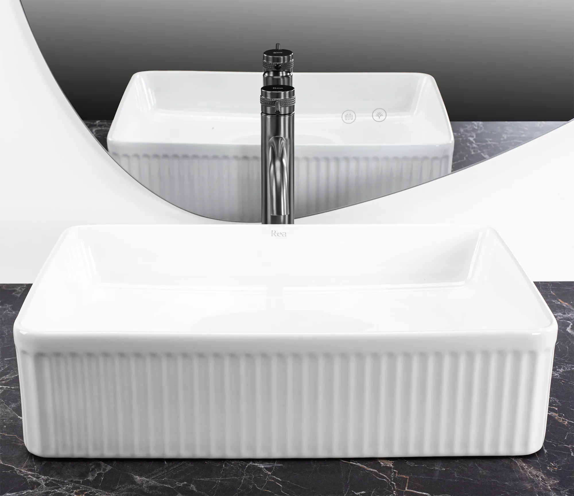 Lavoar pe blat formă dreptunghiulară lungime 50 cm culoare alb model Forella White [5]