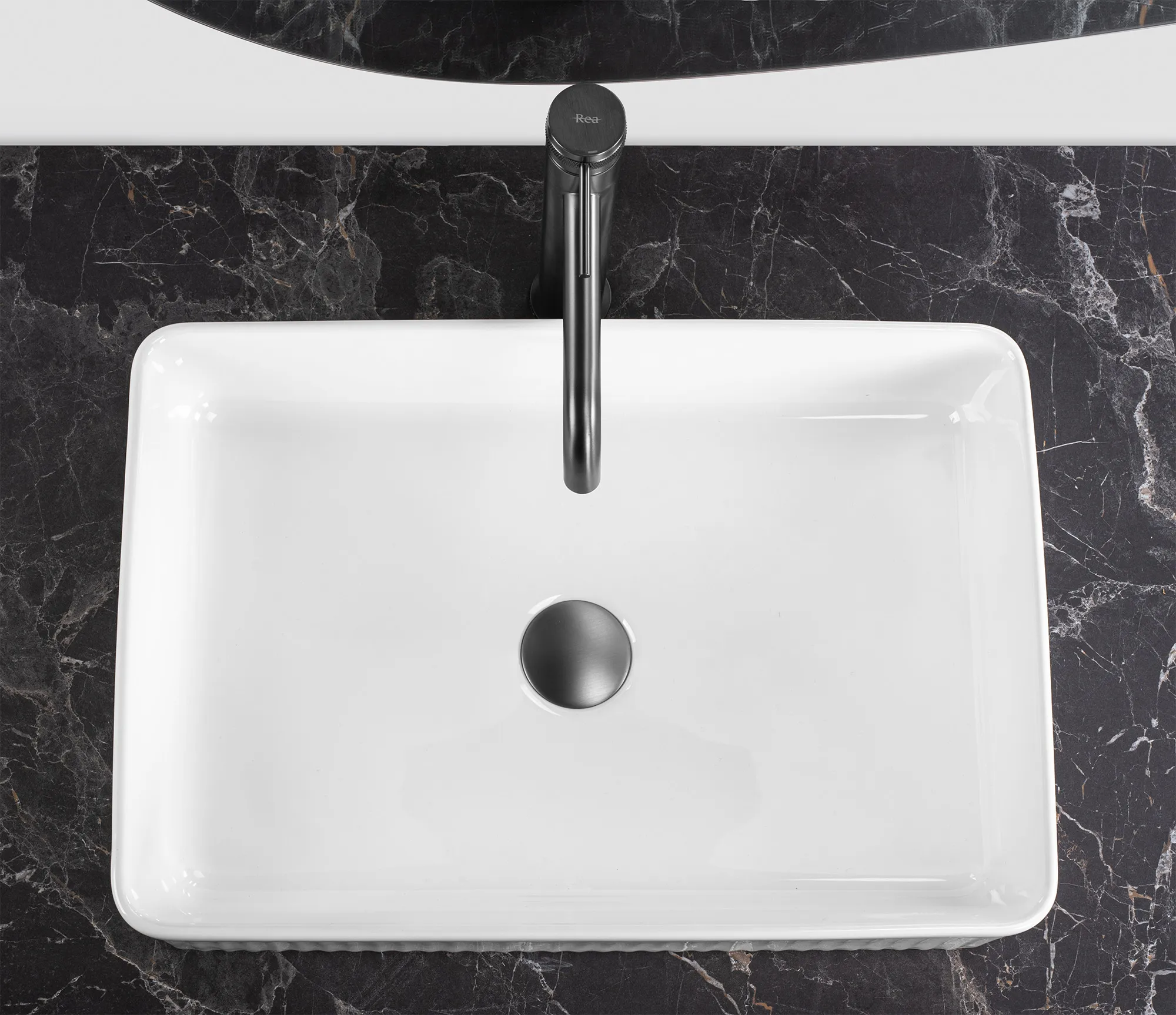 Lavoar pe blat formă dreptunghiulară lungime 50 cm culoare alb model Forella White [4]