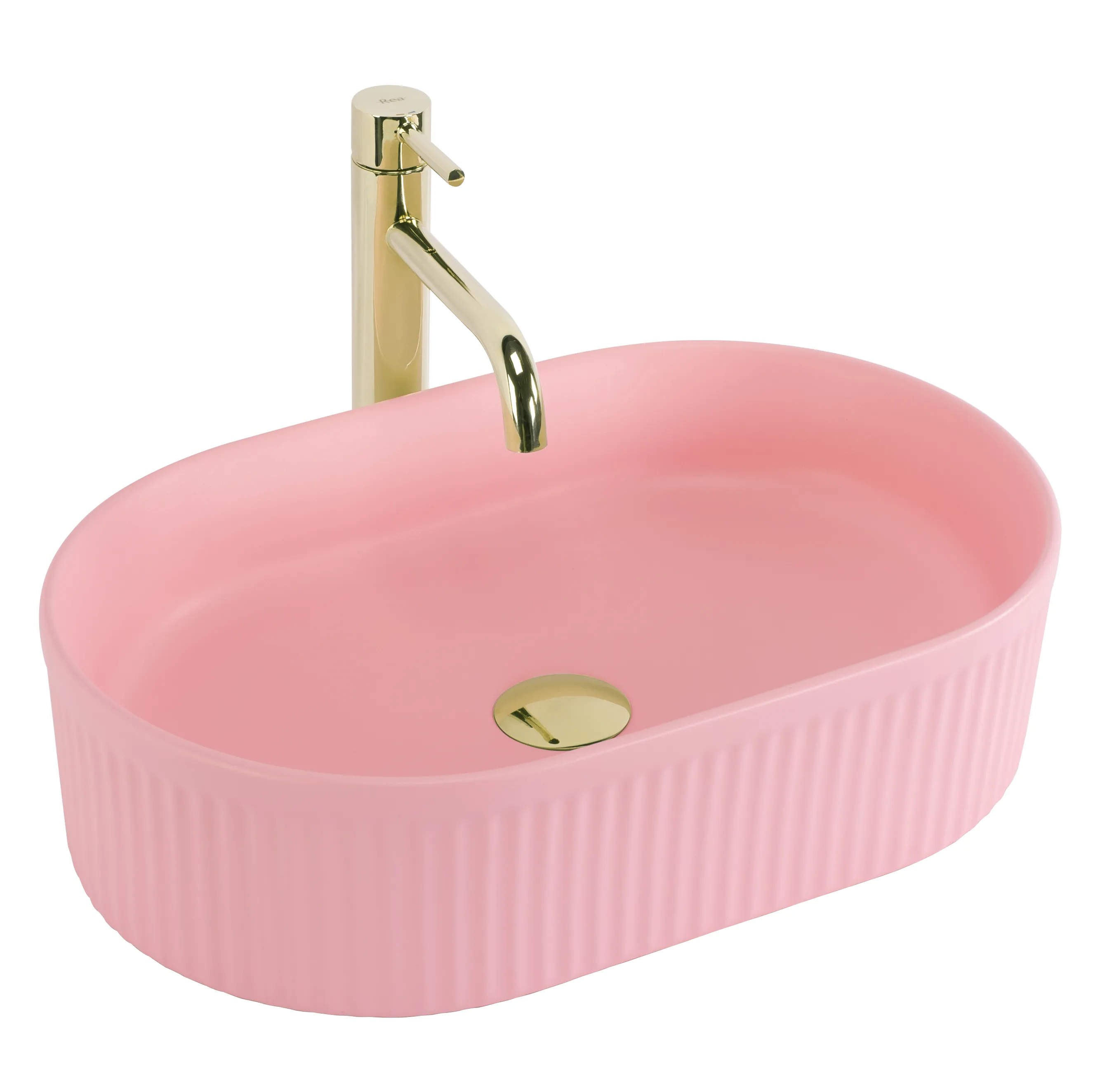 Lavoar pe blat formă semiovală lungime 50 cm culoare roz mat model Vanda Bubble Gum [1]