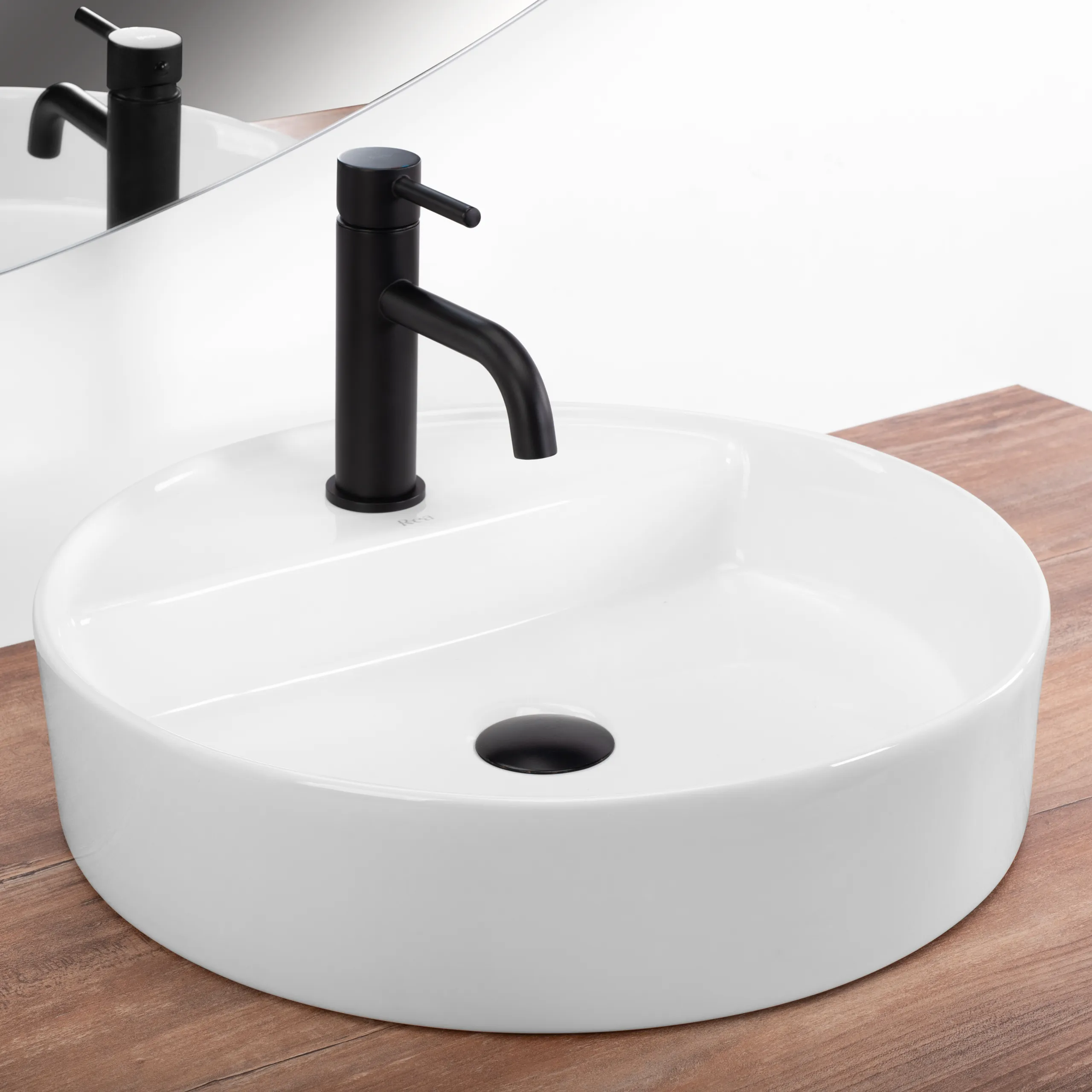 Lavoar pe blat formă rotundă diametru 45 cm culoare alb model Ronda White [2]