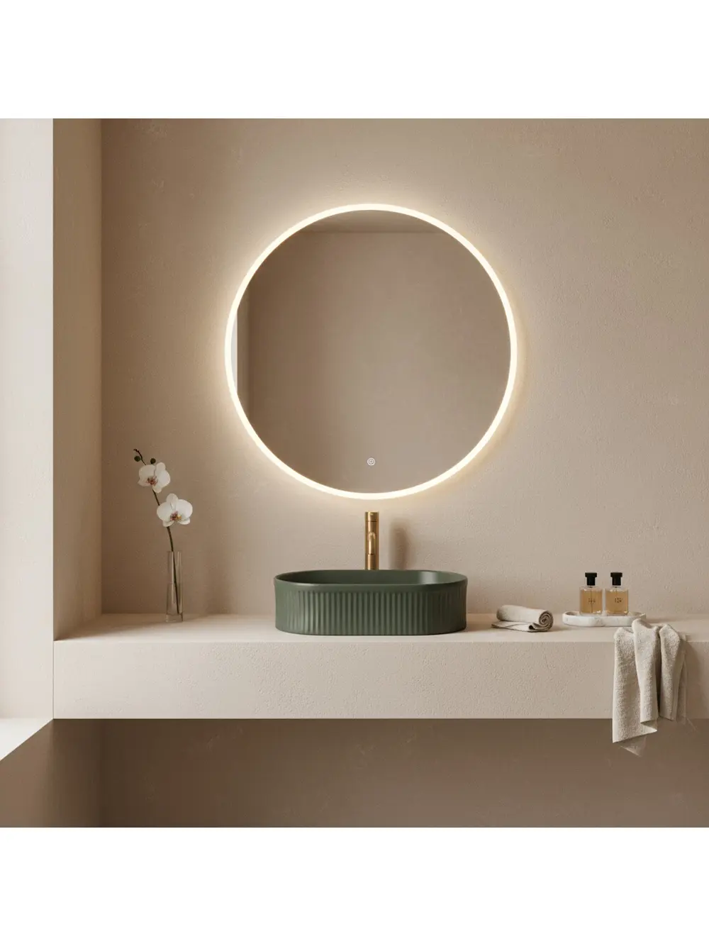 Lavoar pe blat formă semiovală lungime 49 cm culoare verde olive mat model Vanda Olive Matt [6]