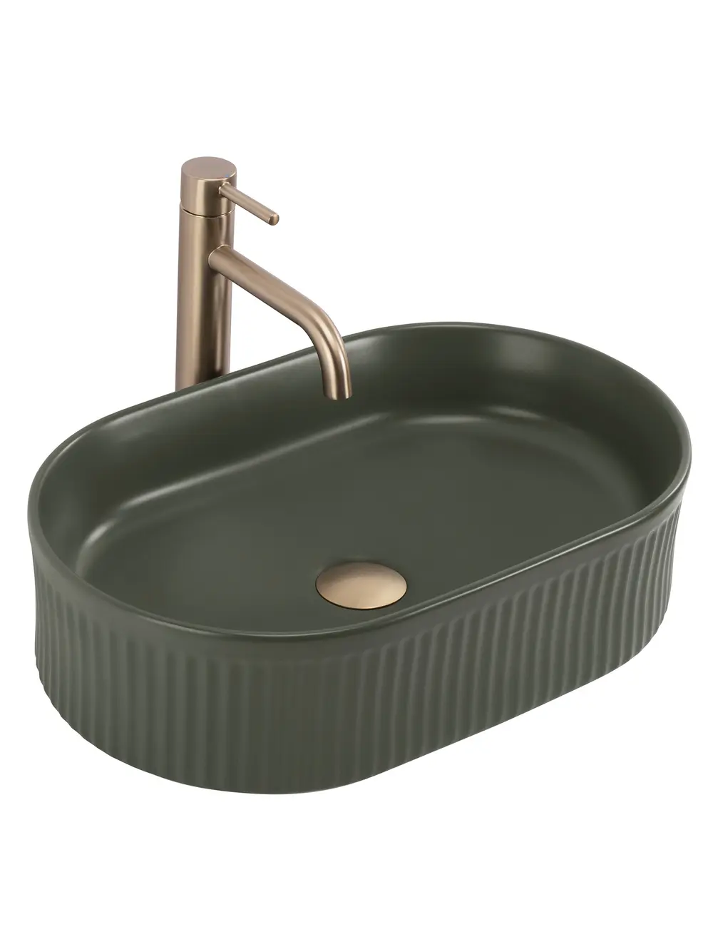 Lavoar pe blat formă semiovală lungime 49 cm culoare verde olive mat model Vanda Olive Matt [1]