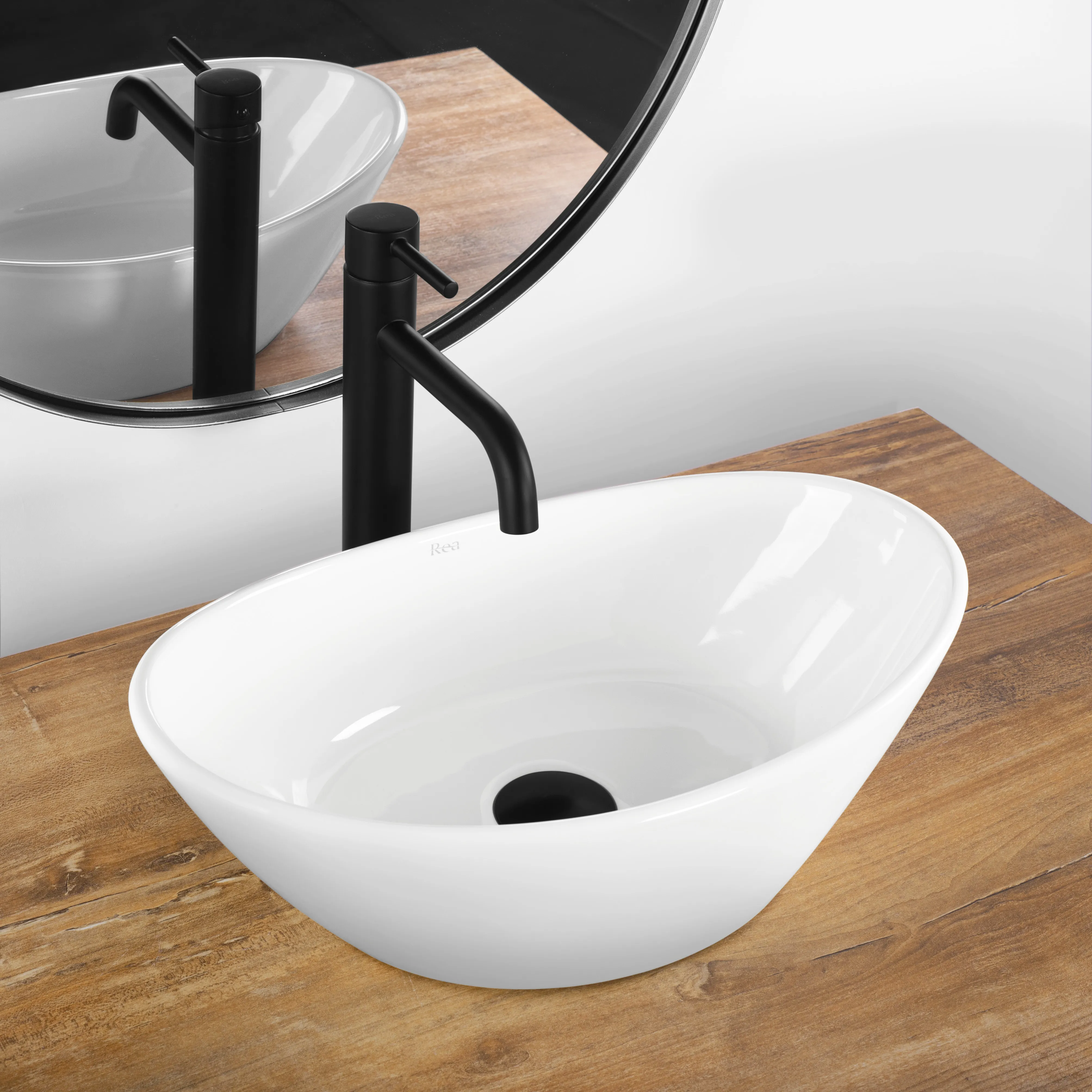Lavoar pe blat formă semiovală lungime 45 cm culoare alb model Kate [2]