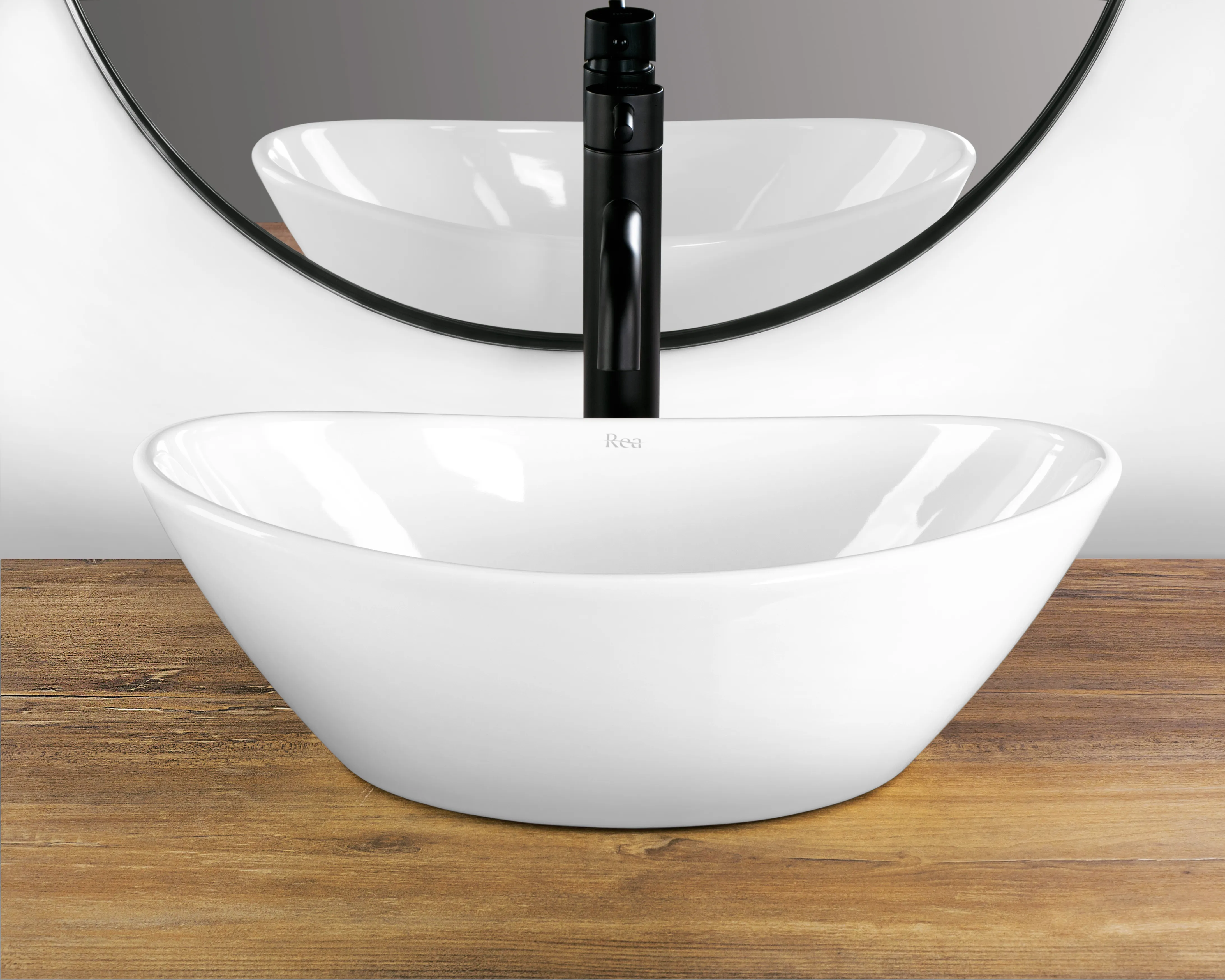 Lavoar pe blat formă semiovală lungime 45 cm culoare alb model Kate [3]