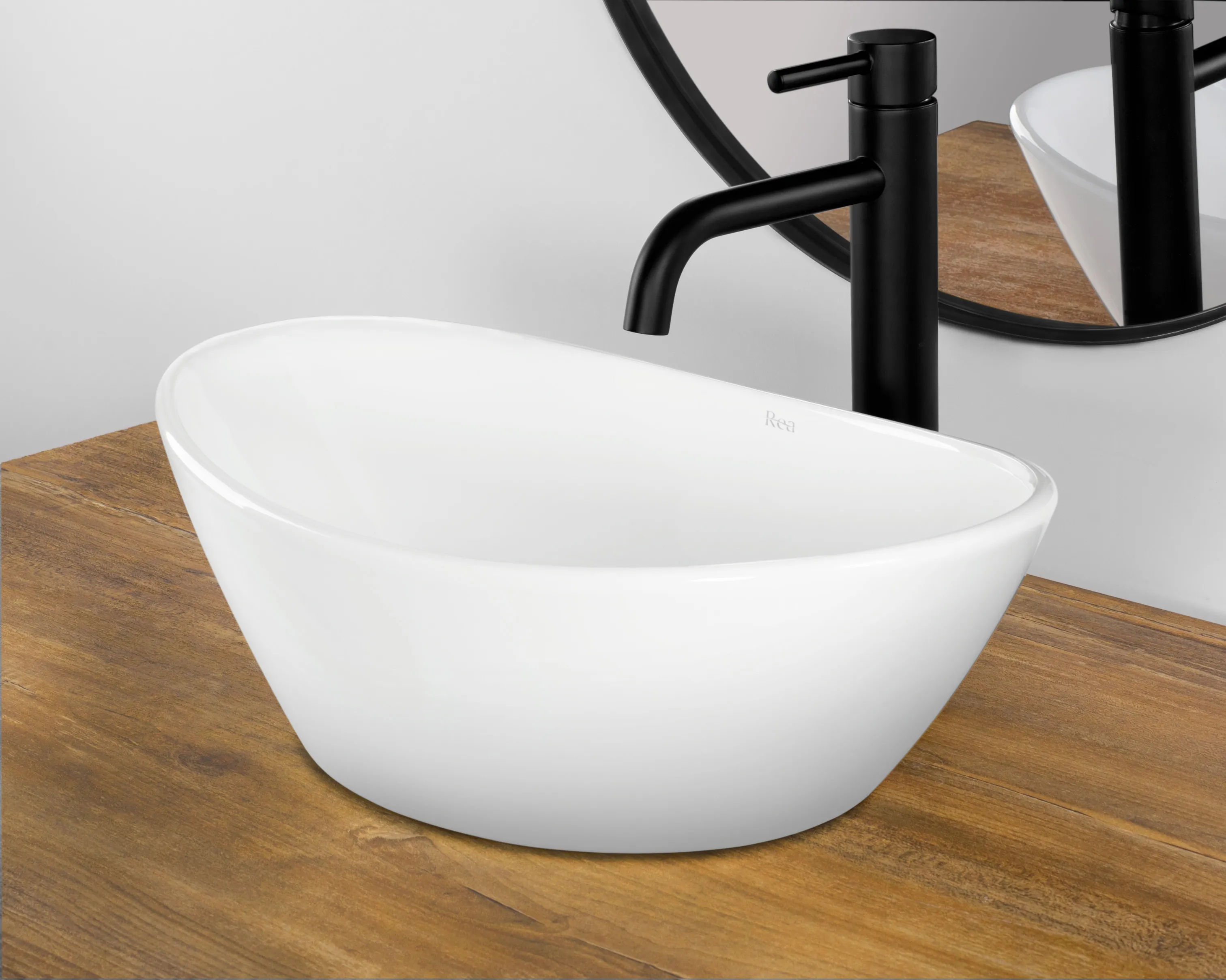 Lavoar pe blat formă semiovală lungime 45 cm culoare alb model Kate [4]