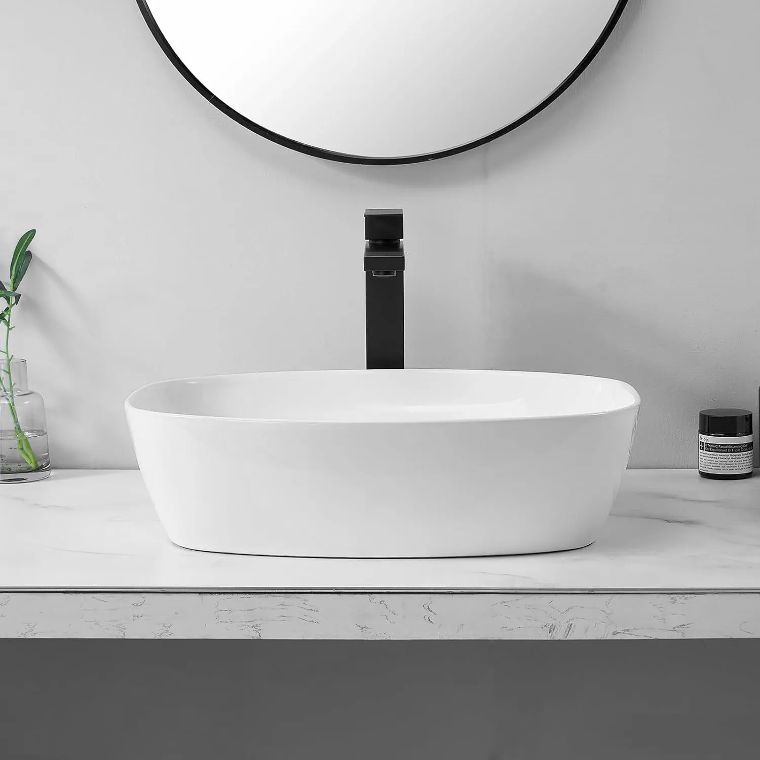 Lavoar pe blat formă dreptunghiulară lungime 49 cm culoare alb model Freja White [6]