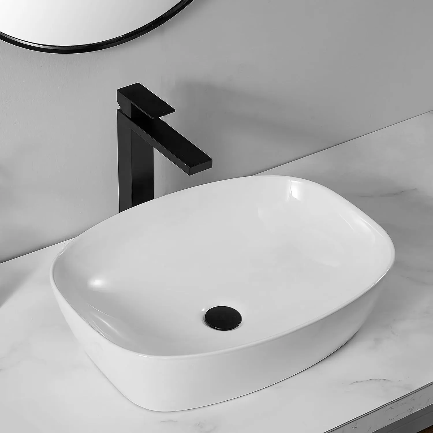 Lavoar pe blat formă dreptunghiulară lungime 49 cm culoare alb model Freja White [5]