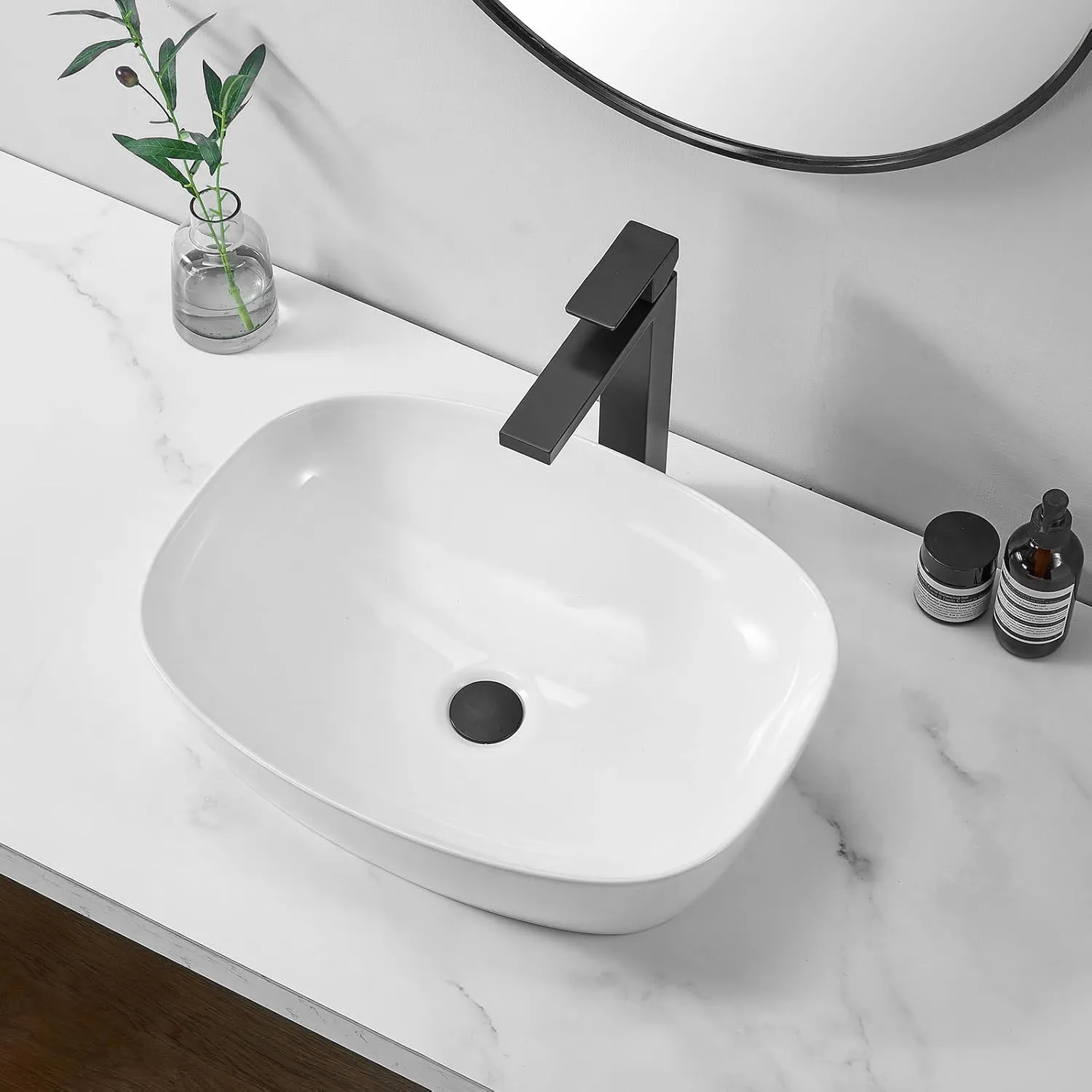 Lavoar pe blat formă dreptunghiulară lungime 49 cm culoare alb model Freja White [2]
