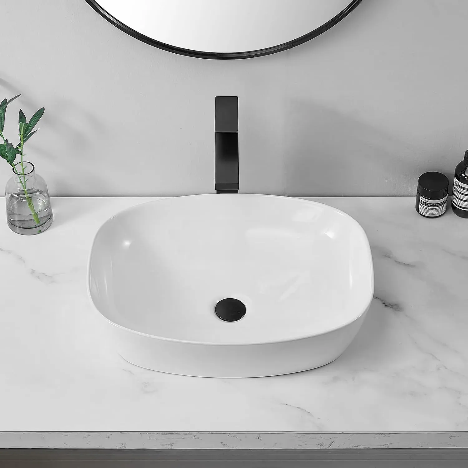 Lavoar pe blat formă dreptunghiulară lungime 49 cm culoare alb model Freja White [4]
