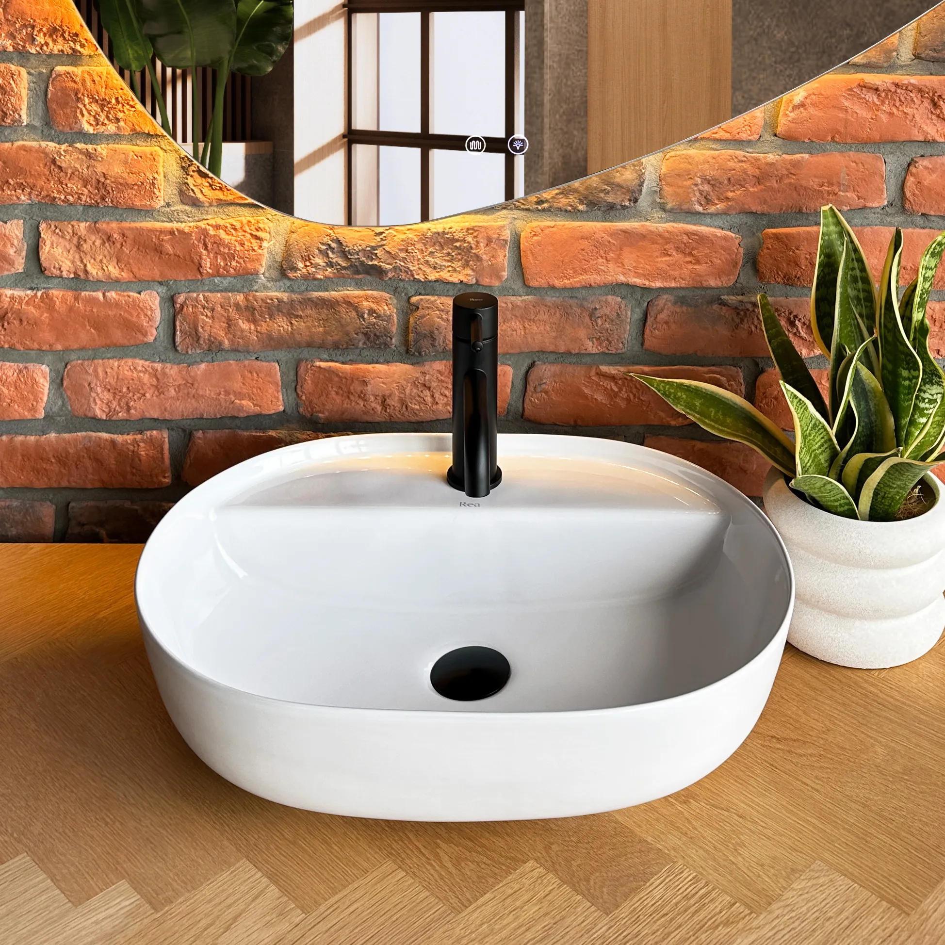 Lavoar pe blat formă semiovală lungime 50 cm culoare alb model Aura [3]