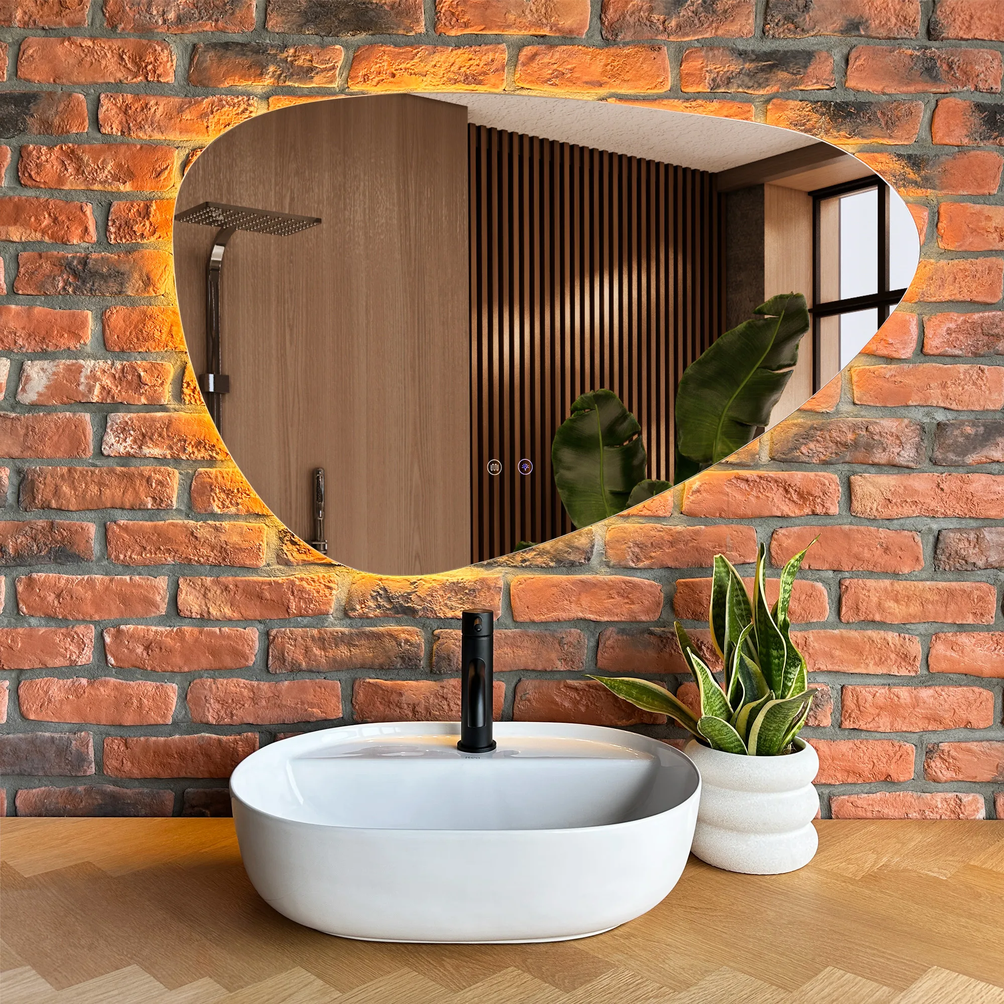 Lavoar pe blat formă semiovală lungime 50 cm culoare alb model Aura [5]