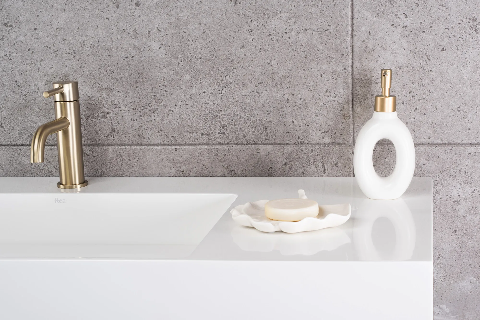 Lavoar pe blat formă dreptunghiulară lungime 90 cm culoare alb model Archi White [2]