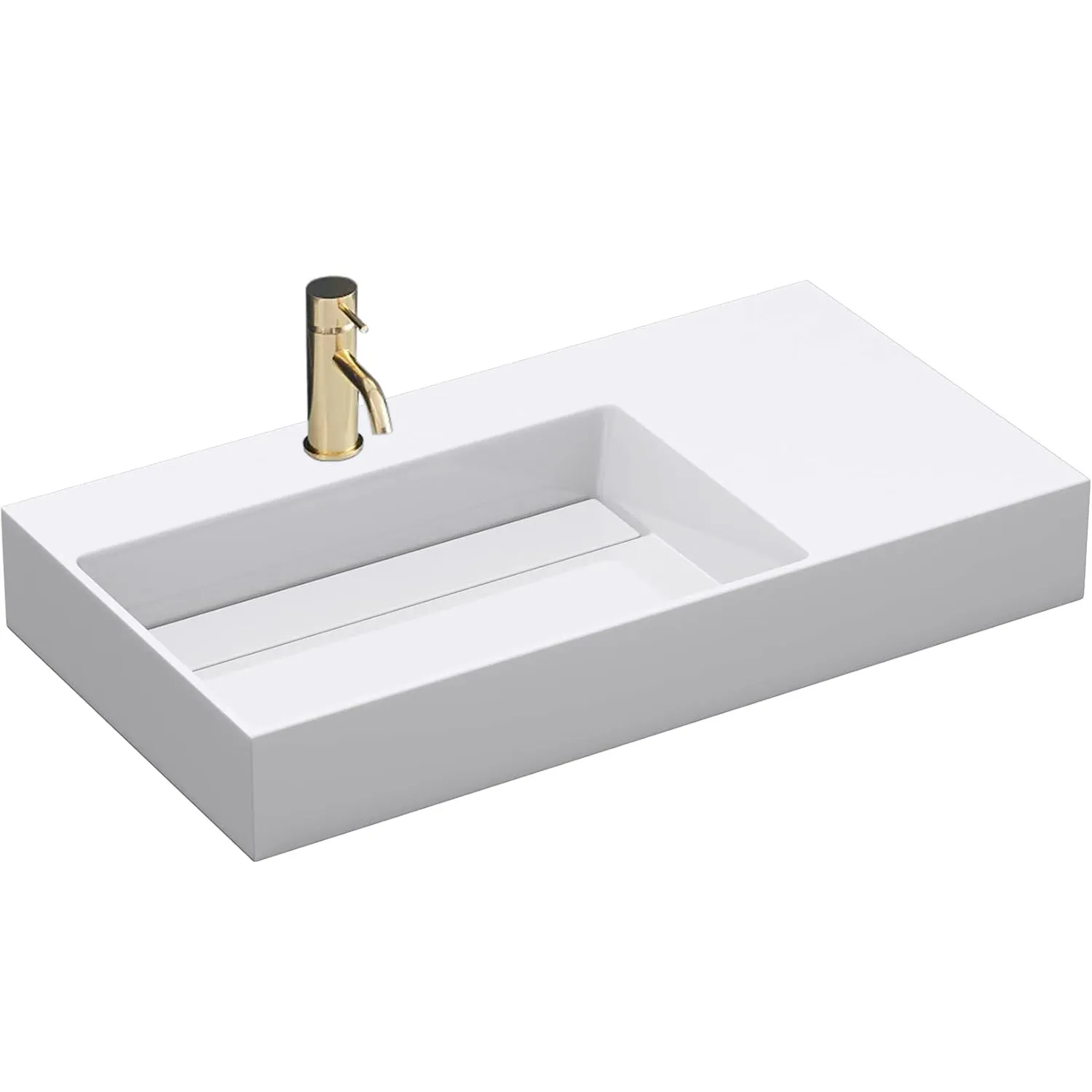 Lavoar pe blat formă dreptunghiulară lungime 90 cm culoare alb model Archi White [1]