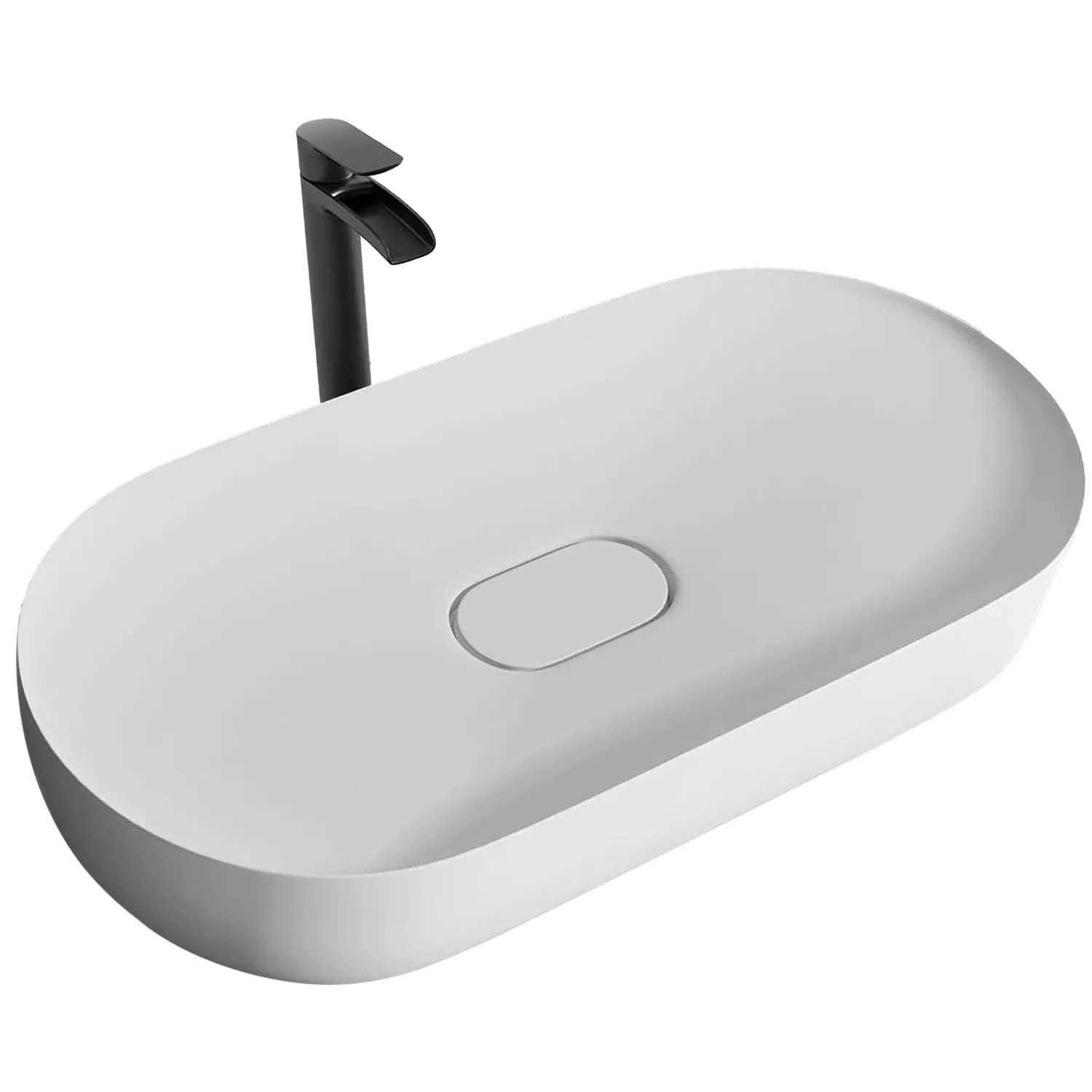 Lavoar pe blat formă semiovală lungime 70 cm culoare alb model Iris White [1]