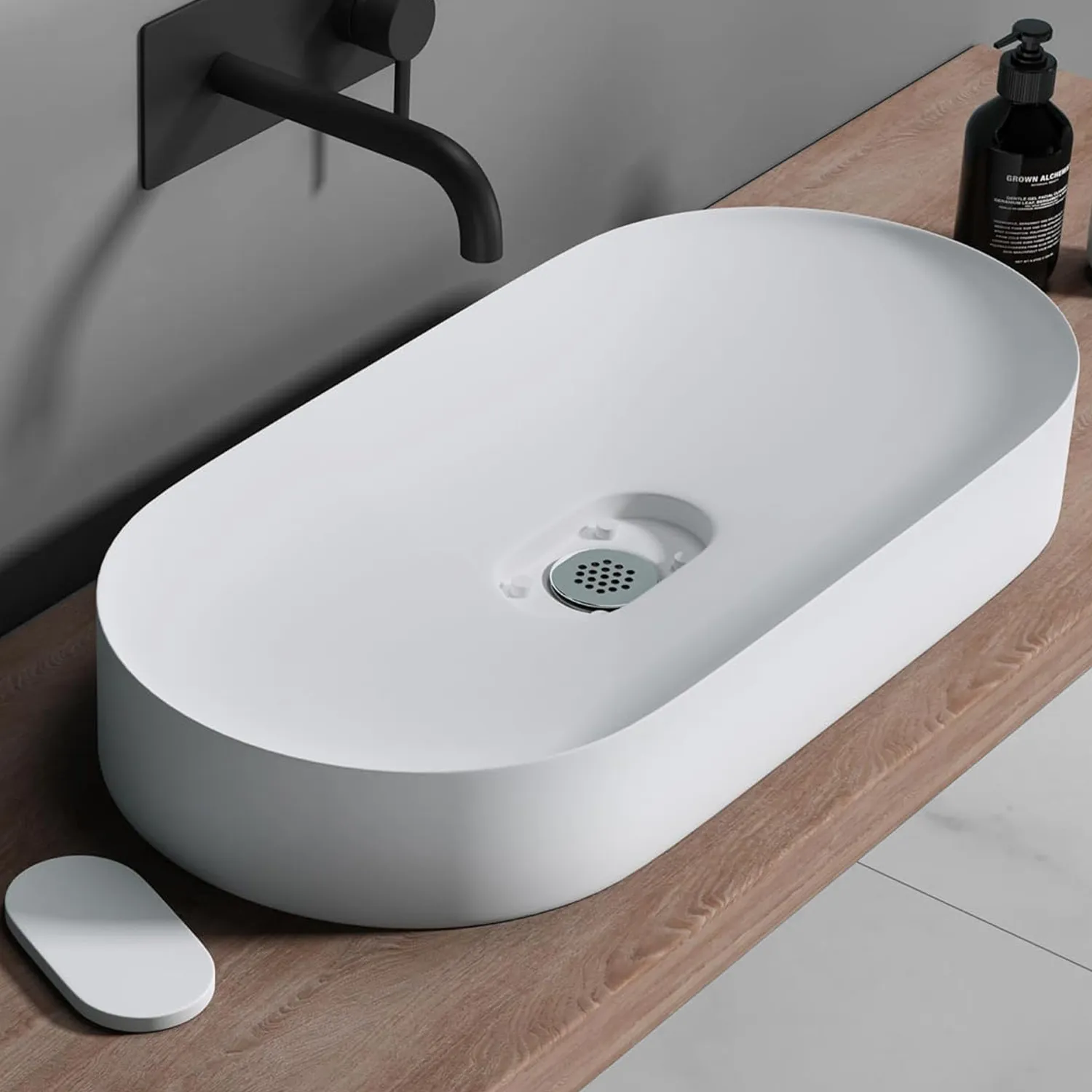 Lavoar pe blat formă semiovală lungime 70 cm culoare alb model Iris White [5]