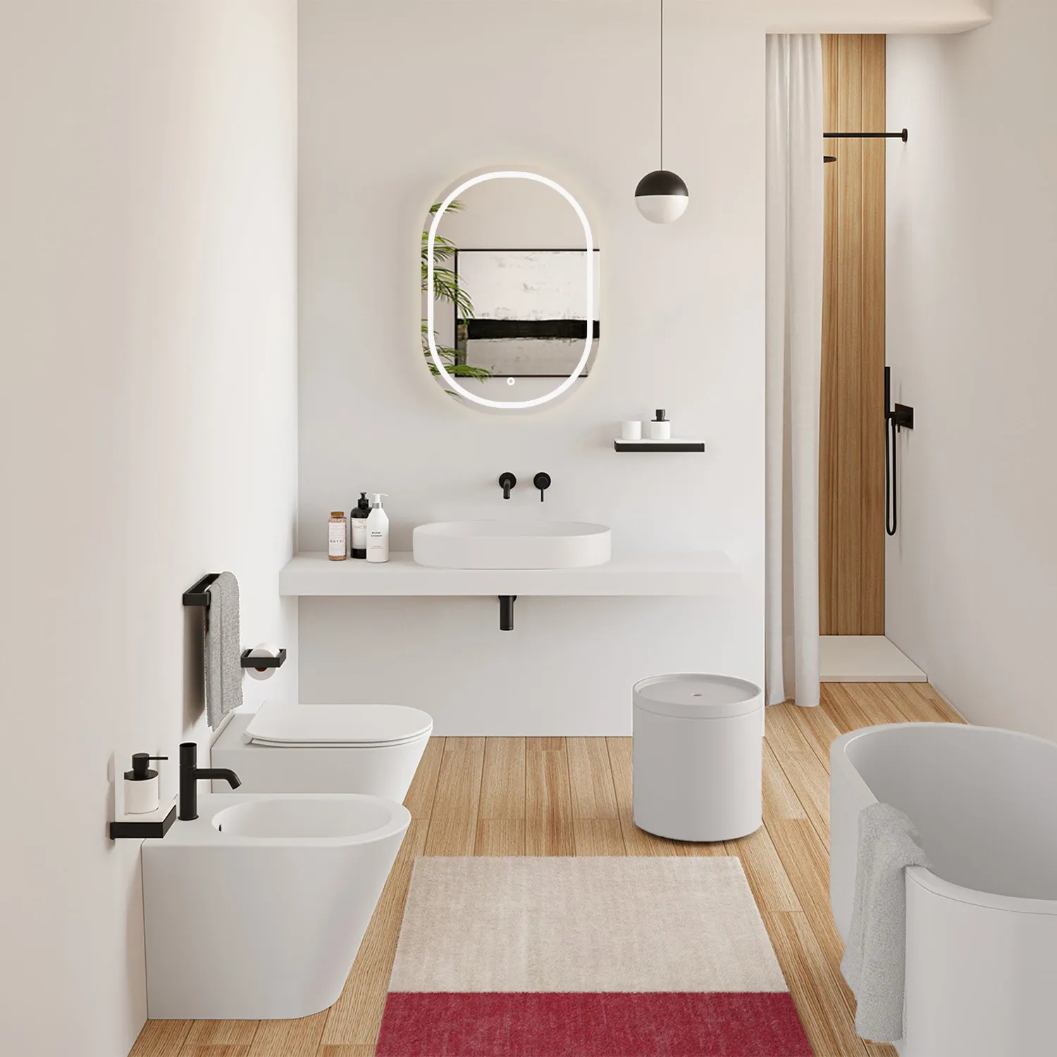 Lavoar pe blat formă semiovală lungime 70 cm culoare alb model Iris White [8]