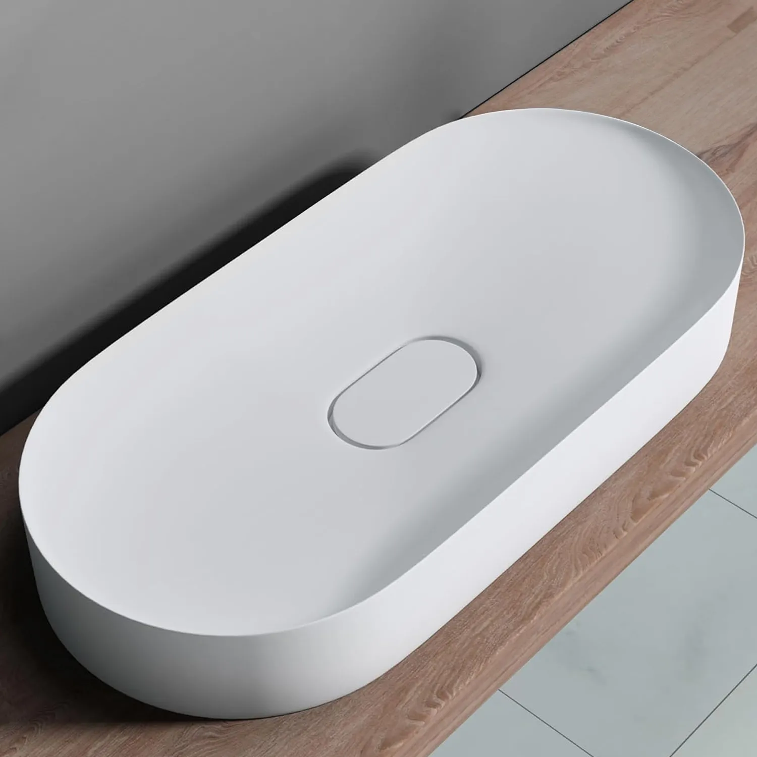 Lavoar pe blat formă semiovală lungime 70 cm culoare alb model Iris White [4]