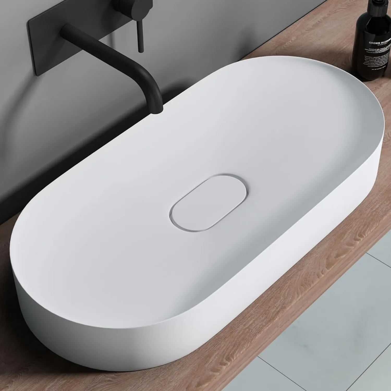Lavoar pe blat formă semiovală lungime 70 cm culoare alb model Iris White [6]