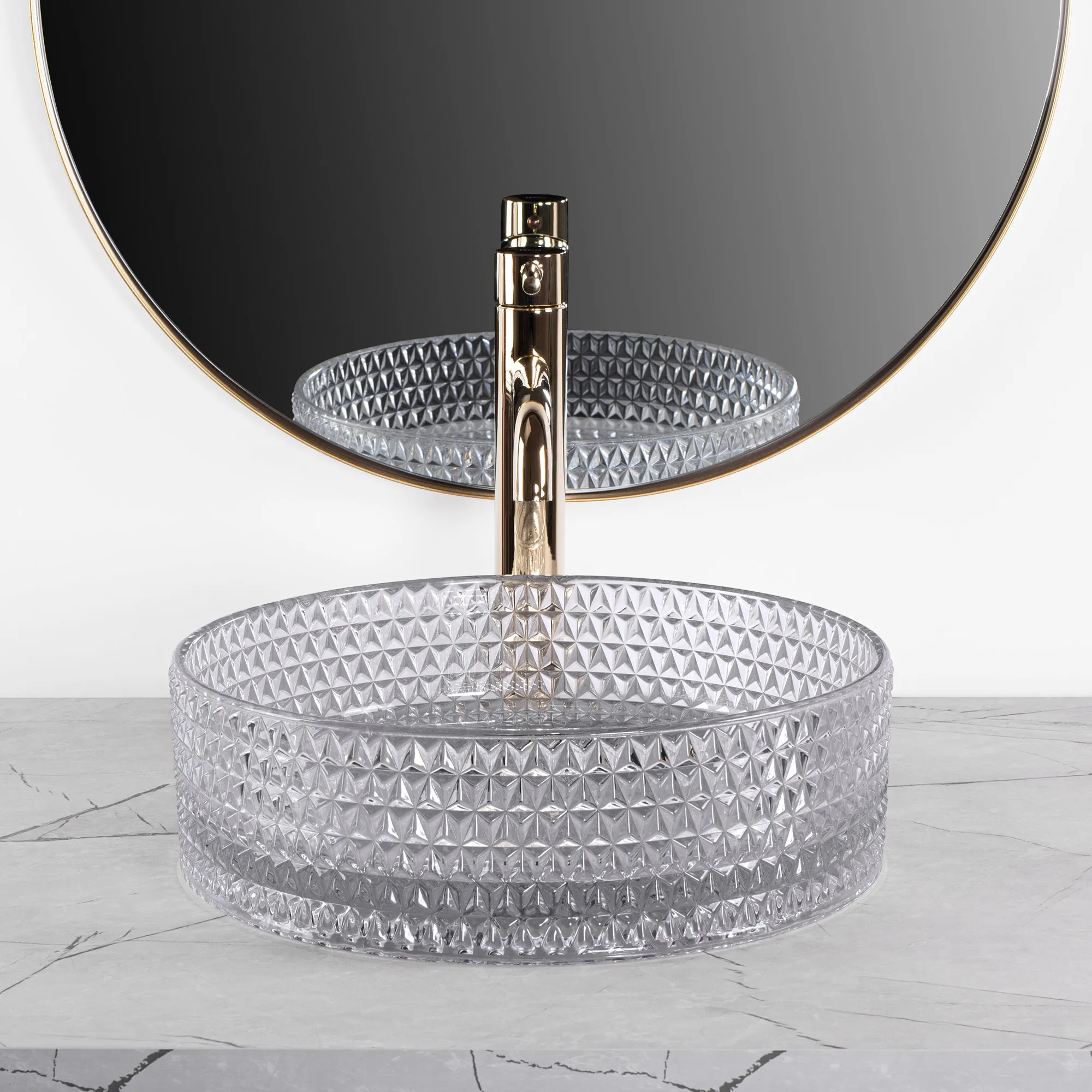 Lavoar pe blat formă rotundă lungime 35.5 cm finisaj transparent model Cristal [5]
