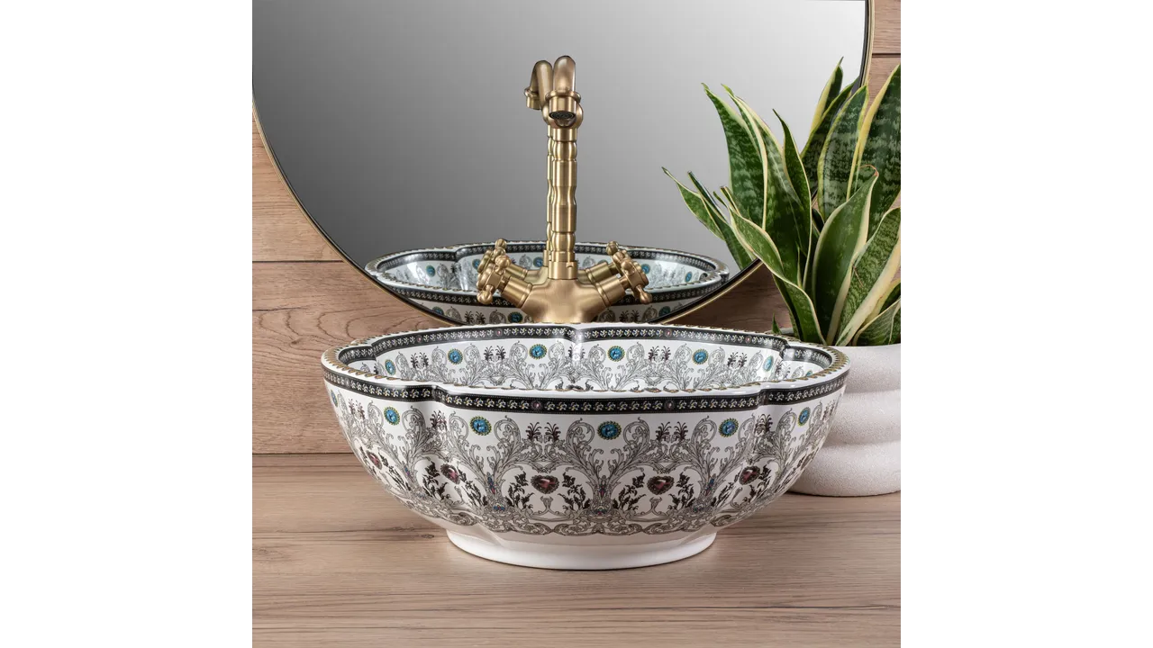 Lavoar pe blat formă rotundă lungime 42 cm culoare multicolor model Asanti [3]