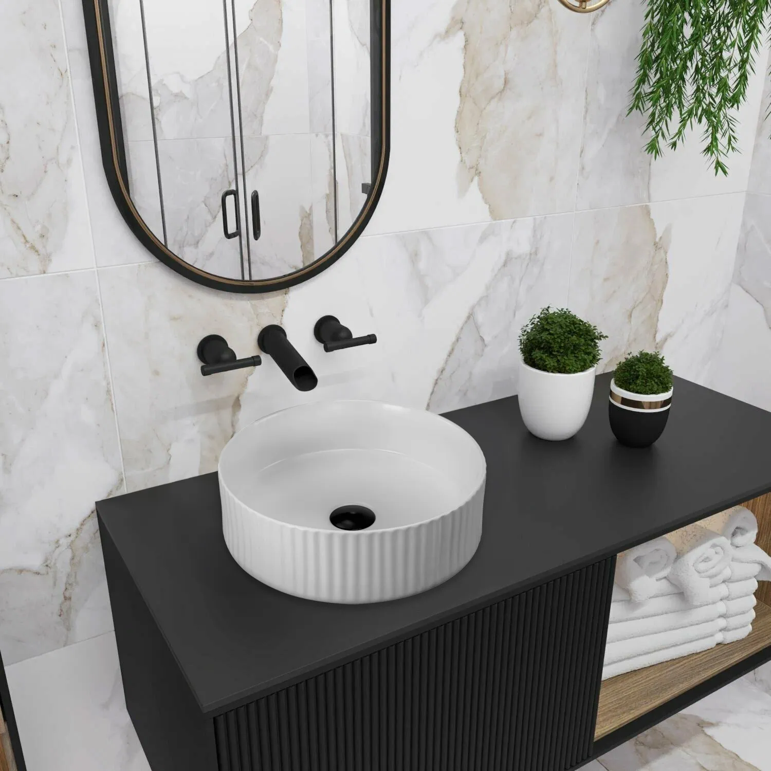 Lavoar pe blat formă rotundă lungime 36 cm culoare alb model Delia [8]