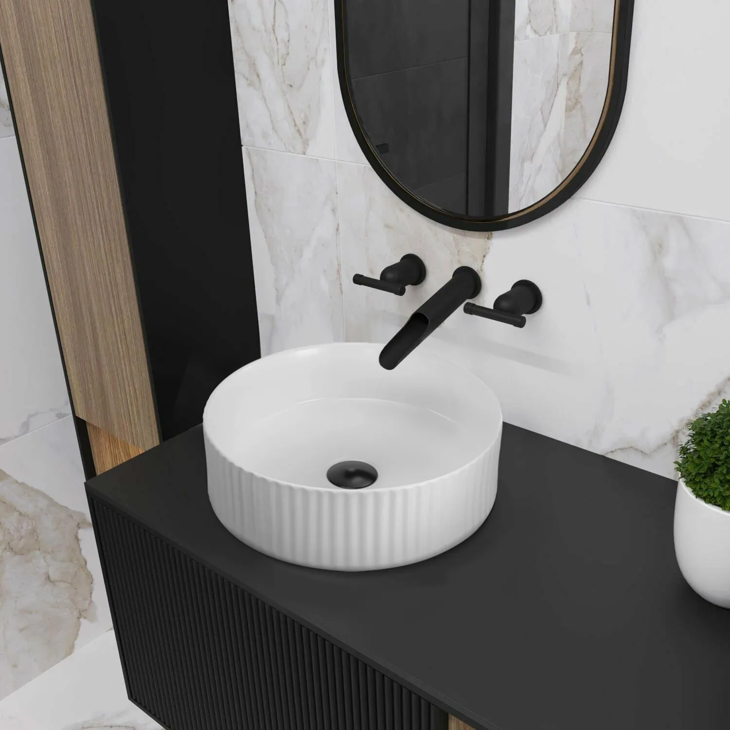Lavoar pe blat formă rotundă lungime 36 cm culoare alb model Delia [7]