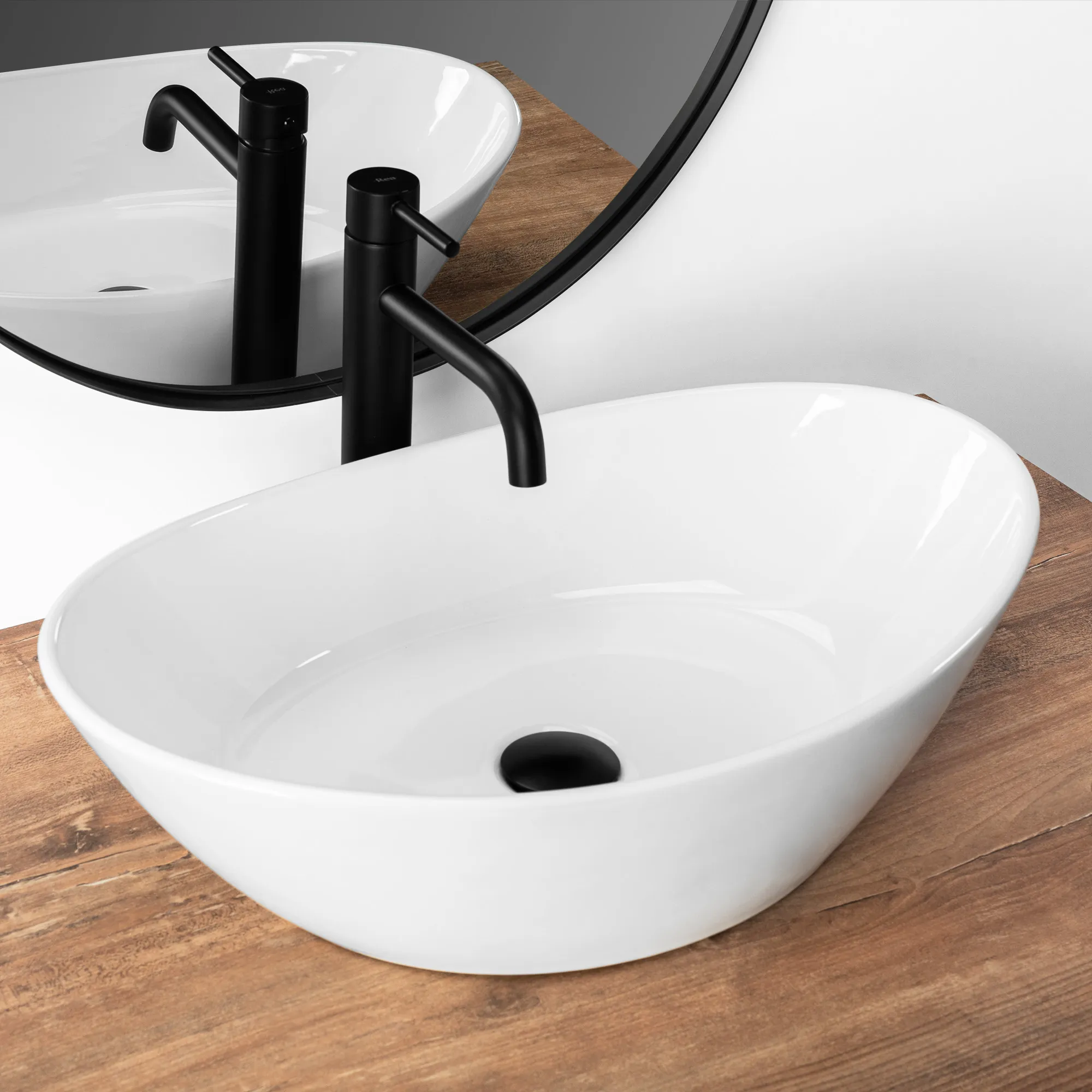 Lavoar pe blat formă semiovală lungime 55.5 cm culoare alb model Kate [2]