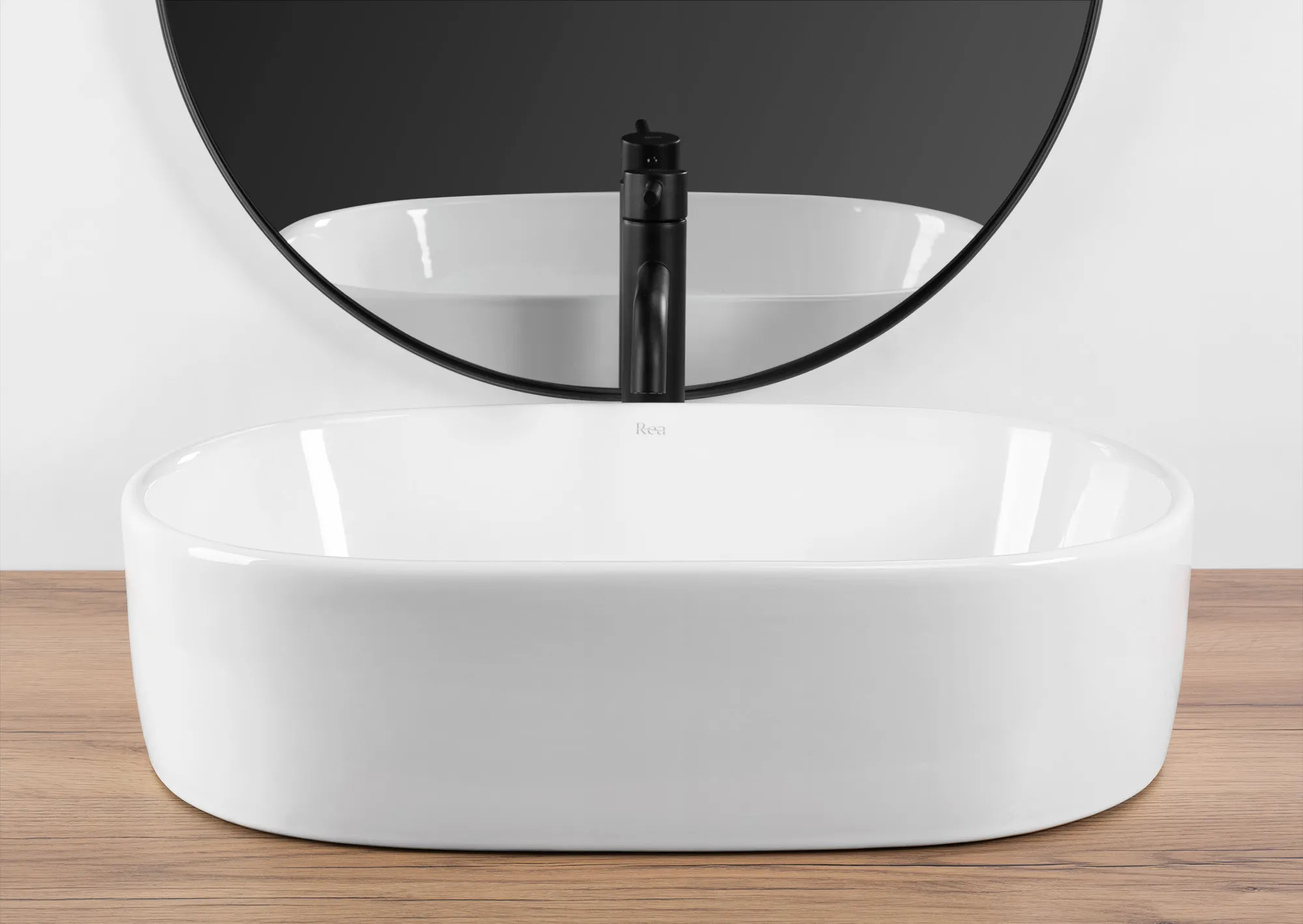 Lavoar pe blat formă semiovală lungime 57 cm culoare alb model Alma White [3]