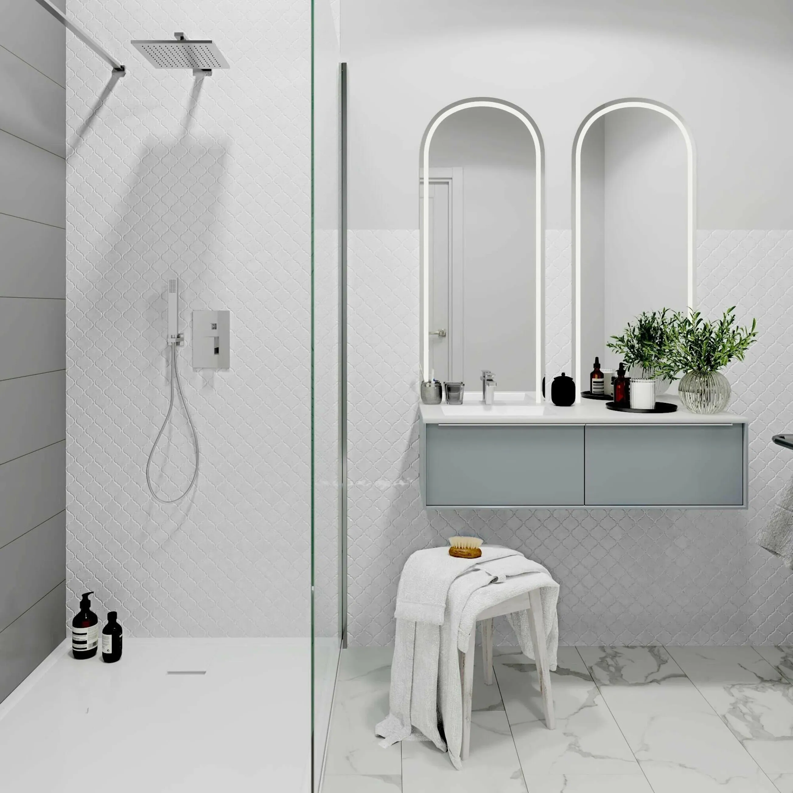 Mozaic decorativ pentru interior culoare alb finisaj semi lucios material ceramică model Maroco White [8]