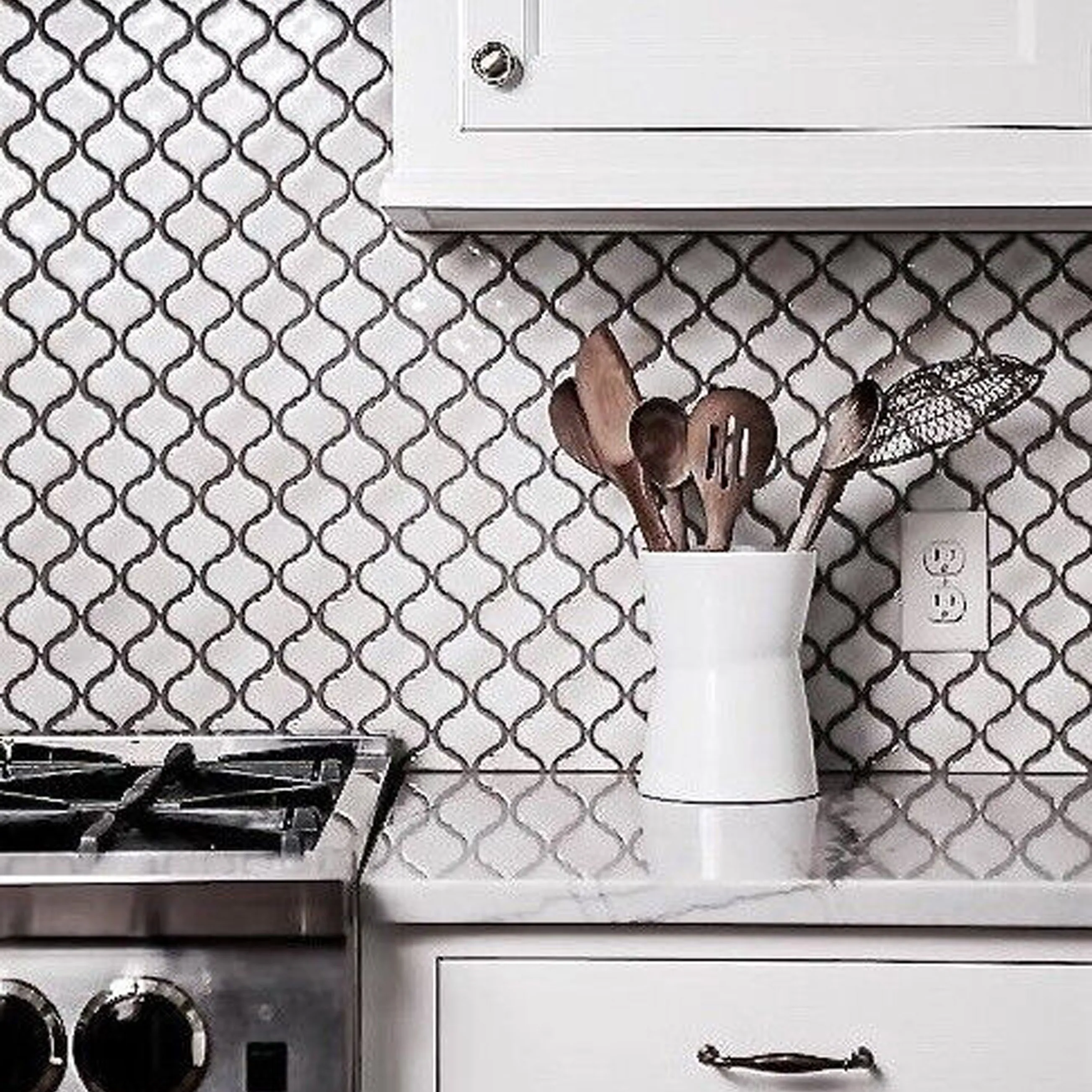 Mozaic decorativ pentru interior culoare alb finisaj semi lucios material ceramică model Maroco White [10]