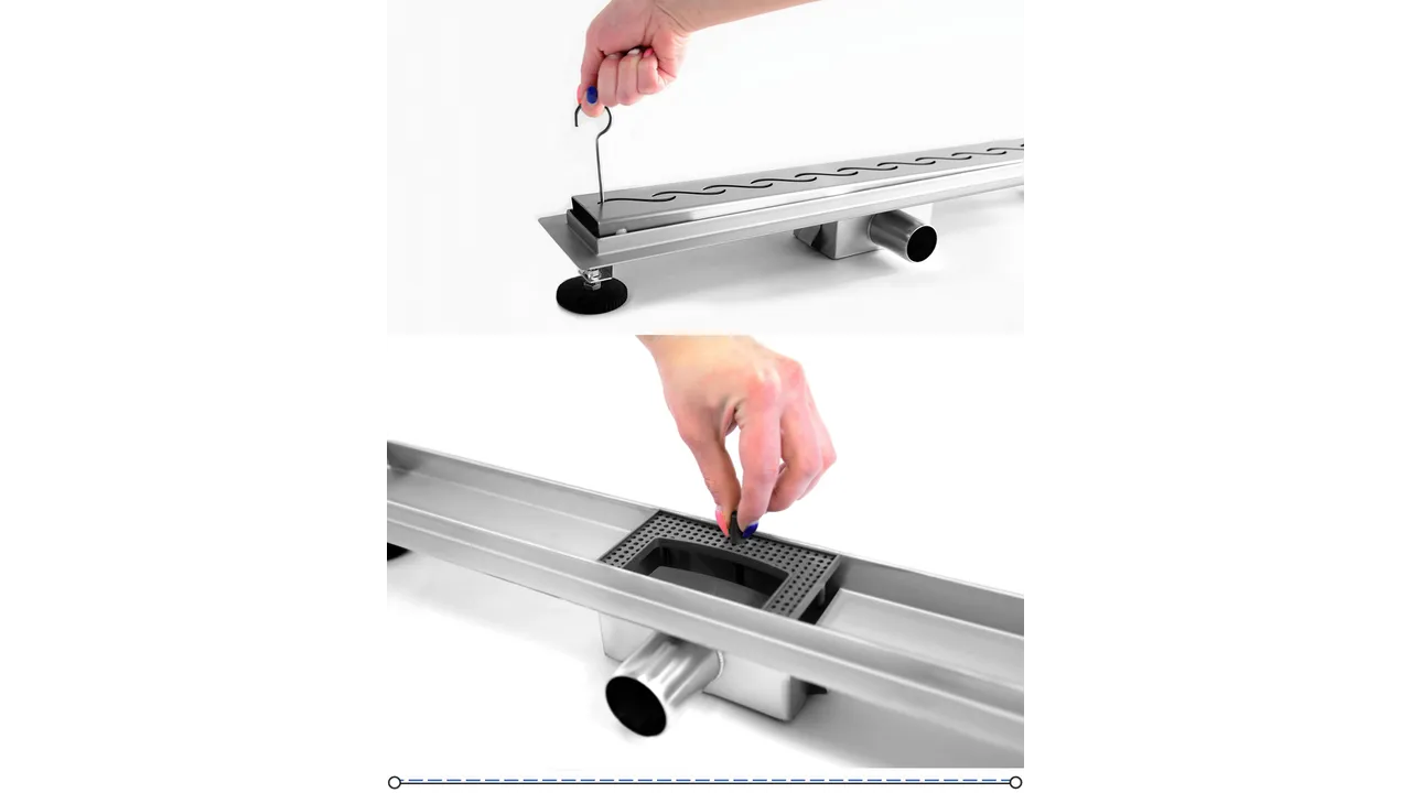 Rigolă scurgere duș lungime 60 cm culoare crom model Wave Chrome [7]
