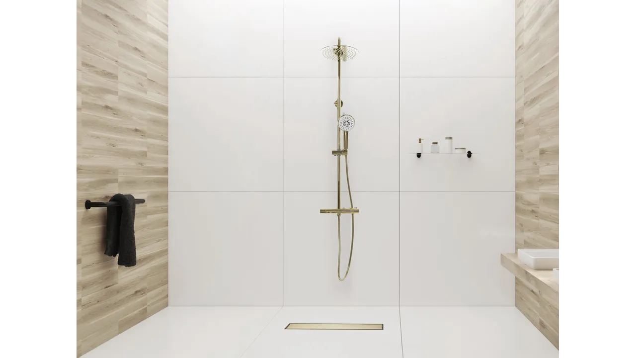 Rigolă scurgere duș lungime 70 cm culoare auriu periat model Neo Pure Gold [2]