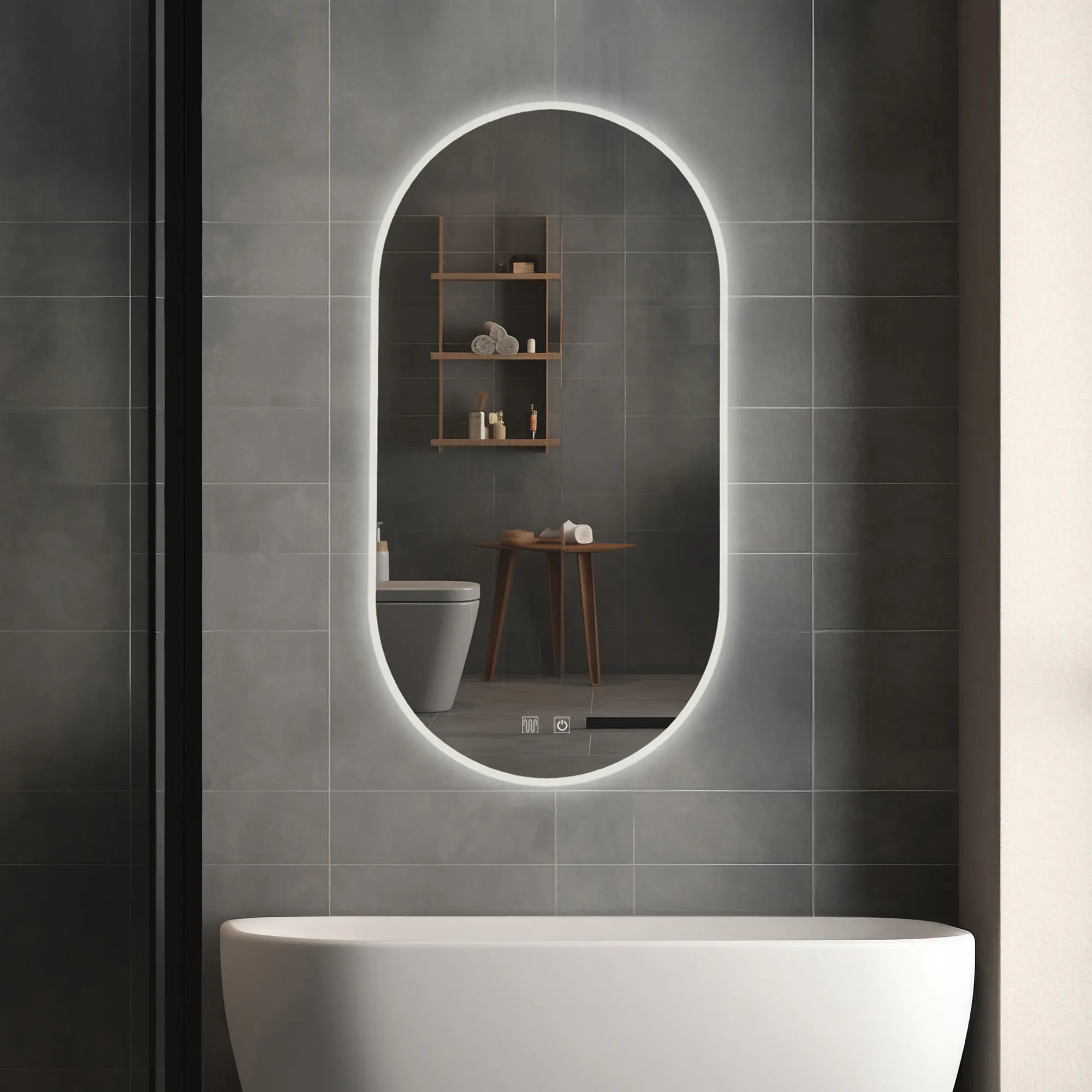 Oglindă cu LED și funcție de dezaburire formă ovală mărime 50x90 cm model EGJ [3]