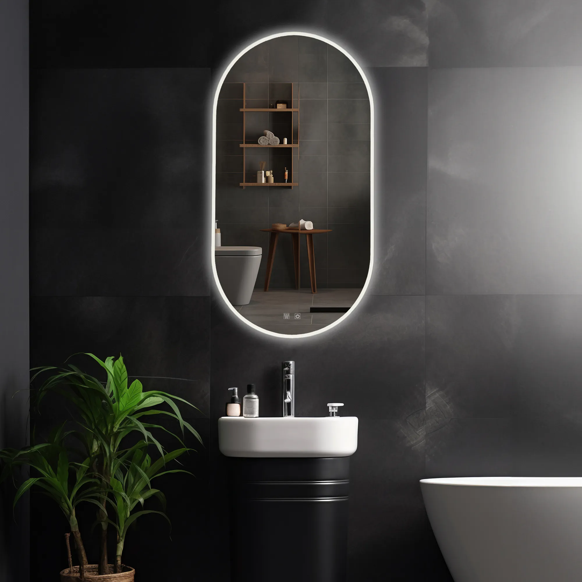 Oglindă cu LED și funcție de dezaburire formă ovală mărime 50x90 cm model EGJ [5]