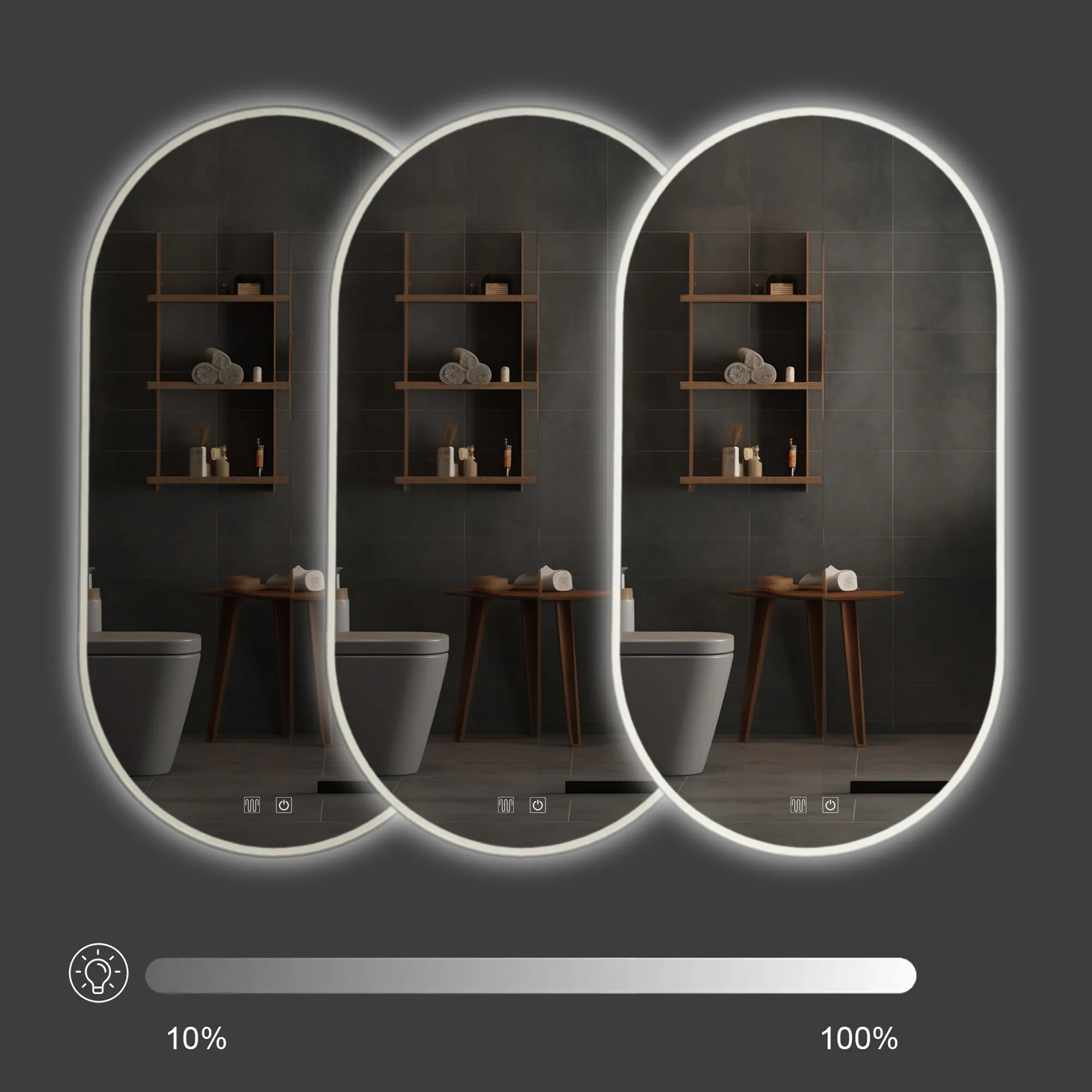 Oglindă cu LED și funcție de dezaburire formă ovală mărime 50x90 cm model EGJ [8]