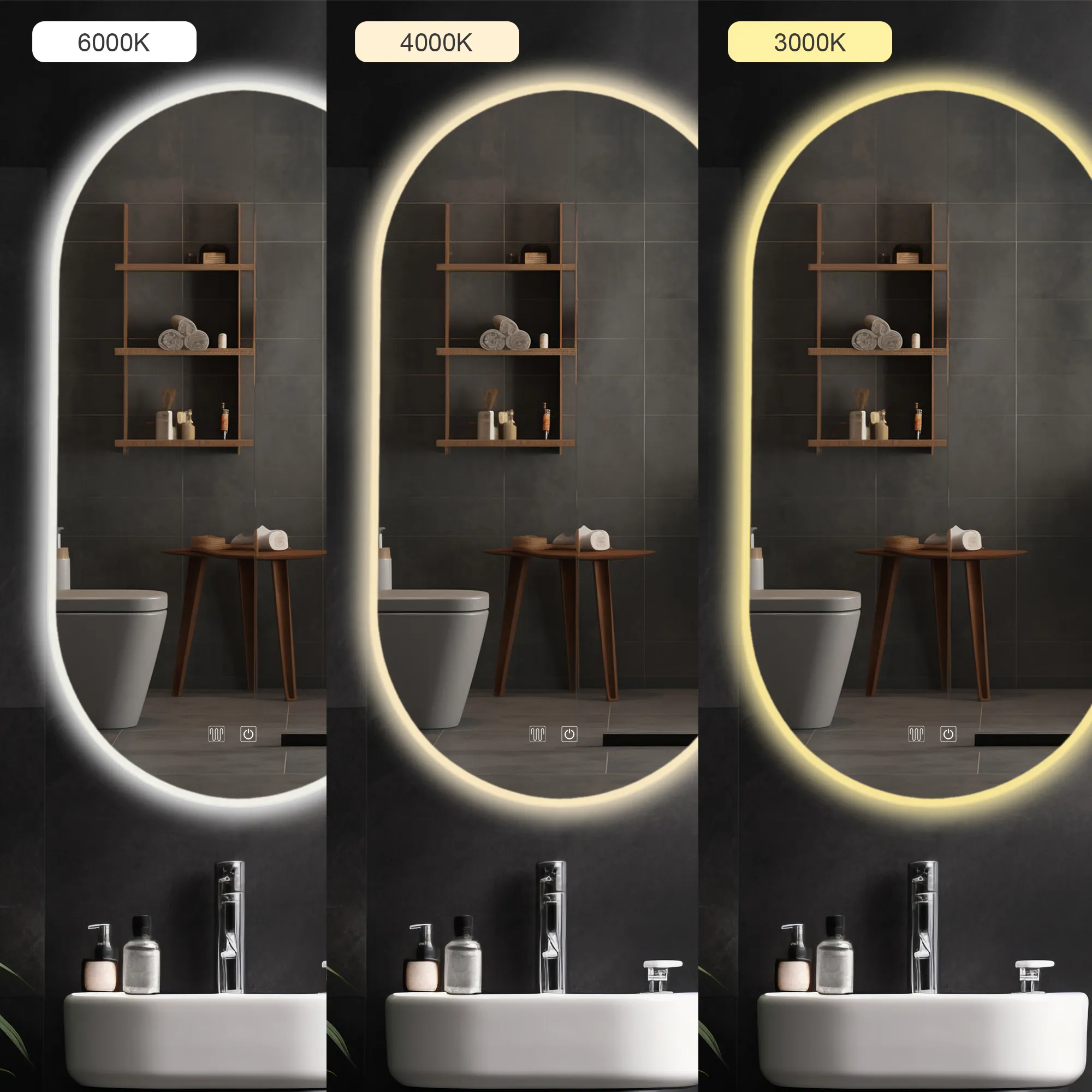 Oglindă cu LED și funcție de dezaburire formă ovală mărime 50x90 cm model EGJ [7]