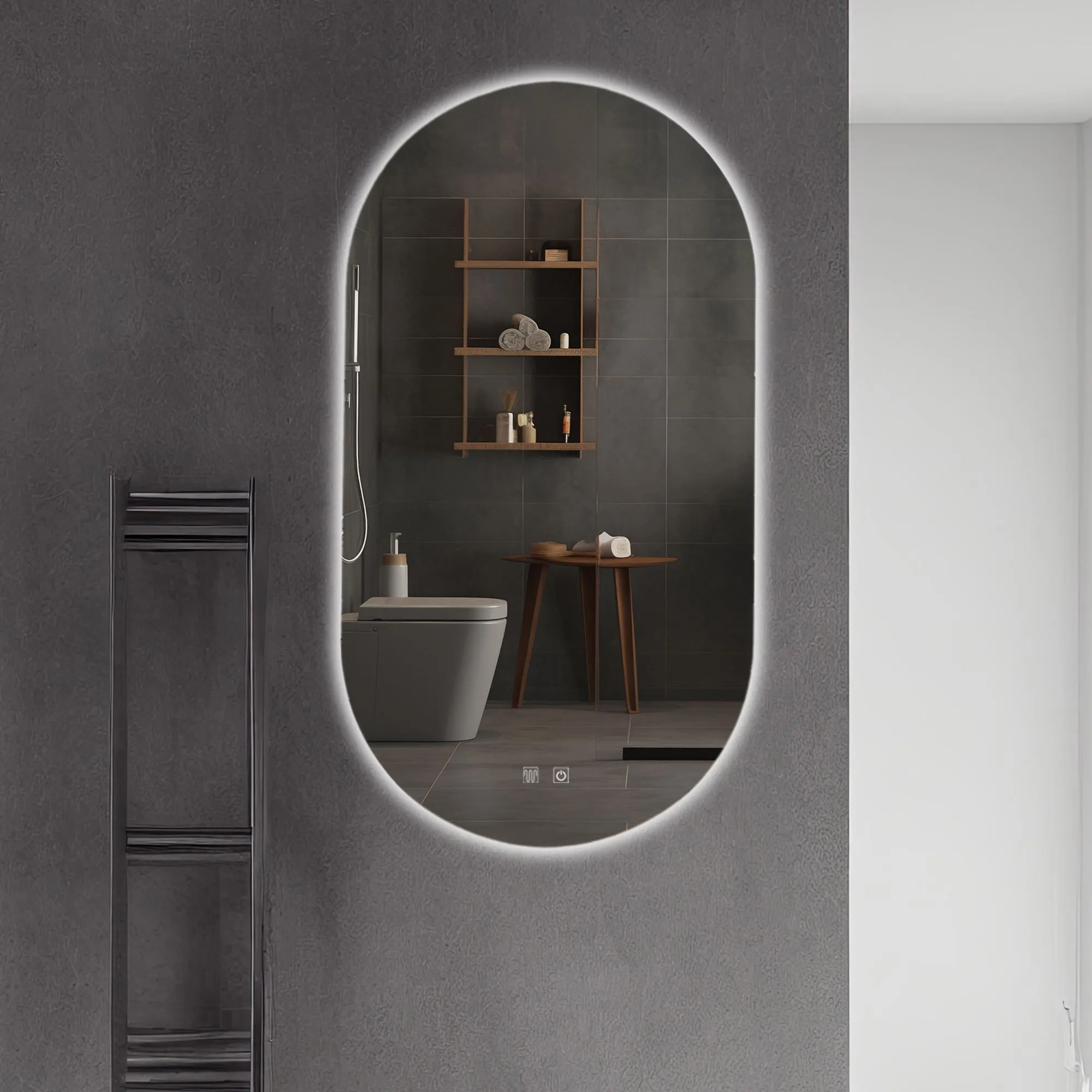 Oglindă cu LED și funcție de dezaburire formă ovală mărime 60x80 cm model EGG [4]