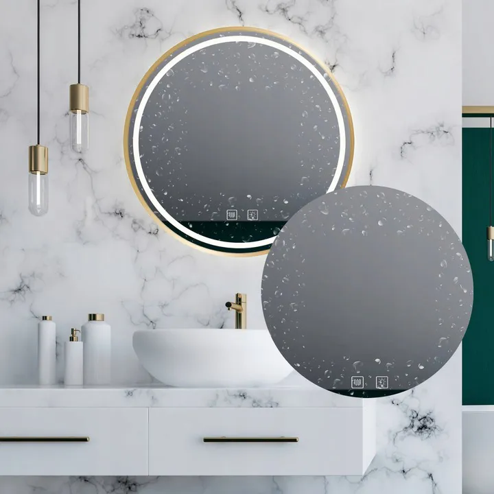 Oglindă cu LED și funcție de dezaburire formă rotundă culoare auriu periat mărime 60 cm model MMJ Brushed Gold [6]