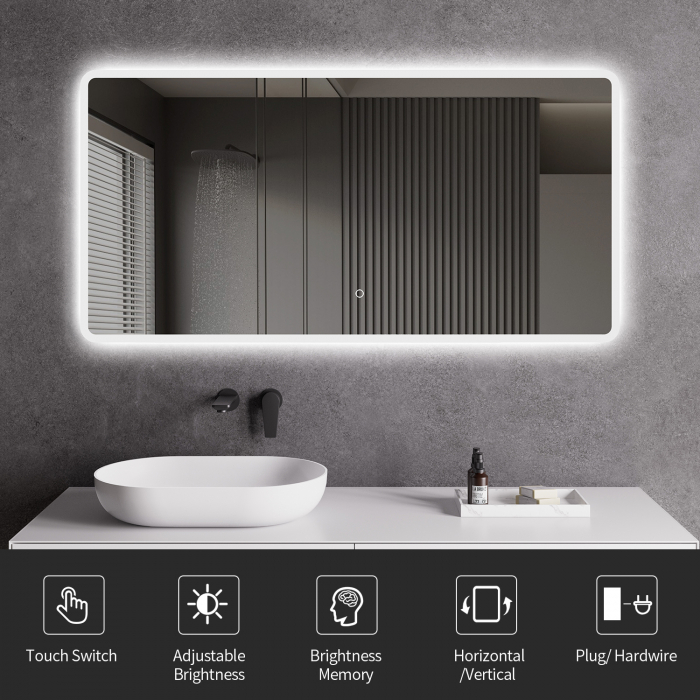 Oglindă cu LED formă dreptunghiulară mărime 45x70 cm model I24ML-01 [4]