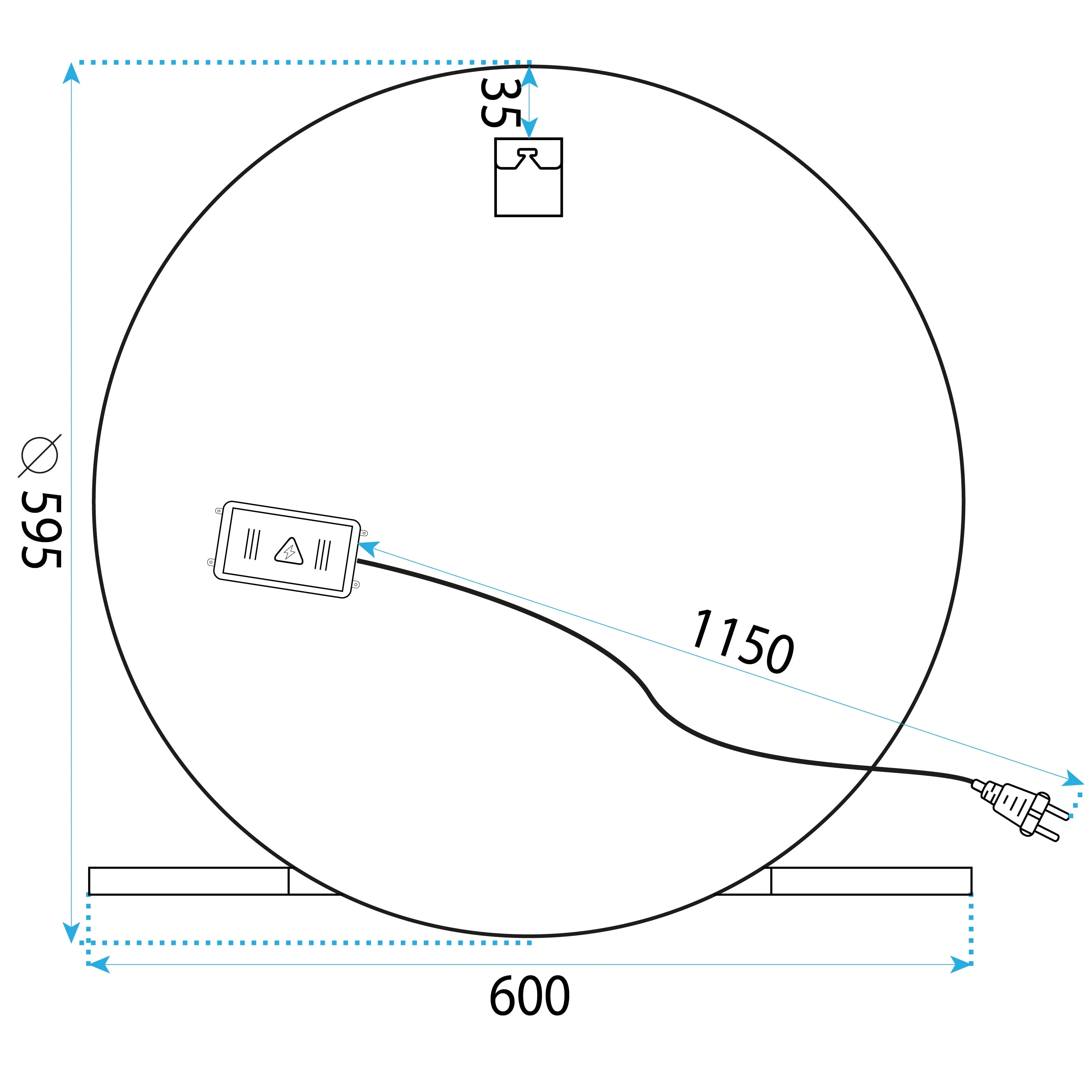 Oglindă cu LED și funcție de dezaburire formă rotundă mărime 60 cm model cu poliță [9]
