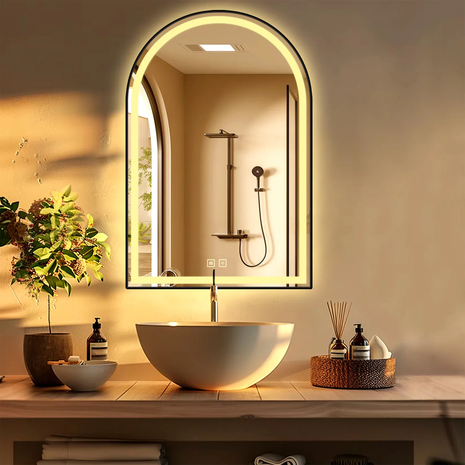 Oglindă cu LED și funcție de dezaburire finisaj negru mărime 60x100 cm model Dash Black [3]