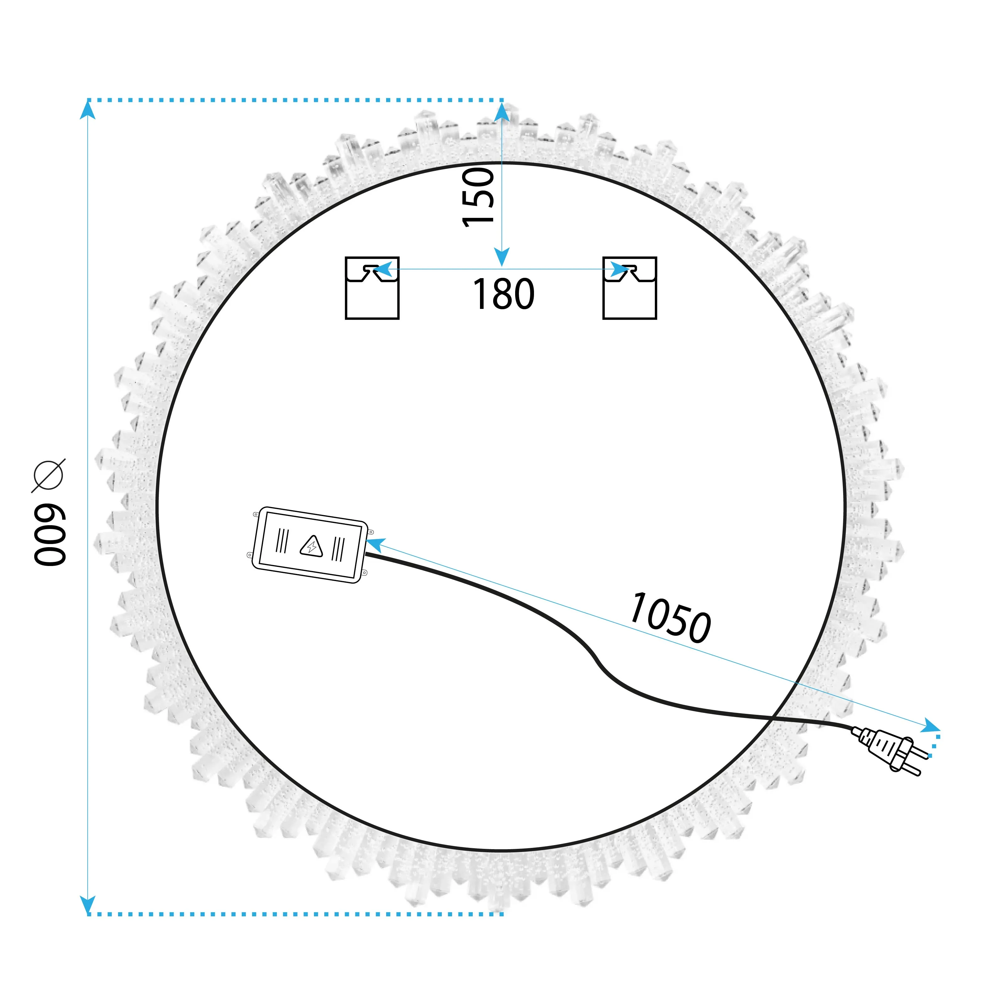 Oglindă LED mărime 60 cm formă rotundă model Contemporan Cristal YH-3564 [7]