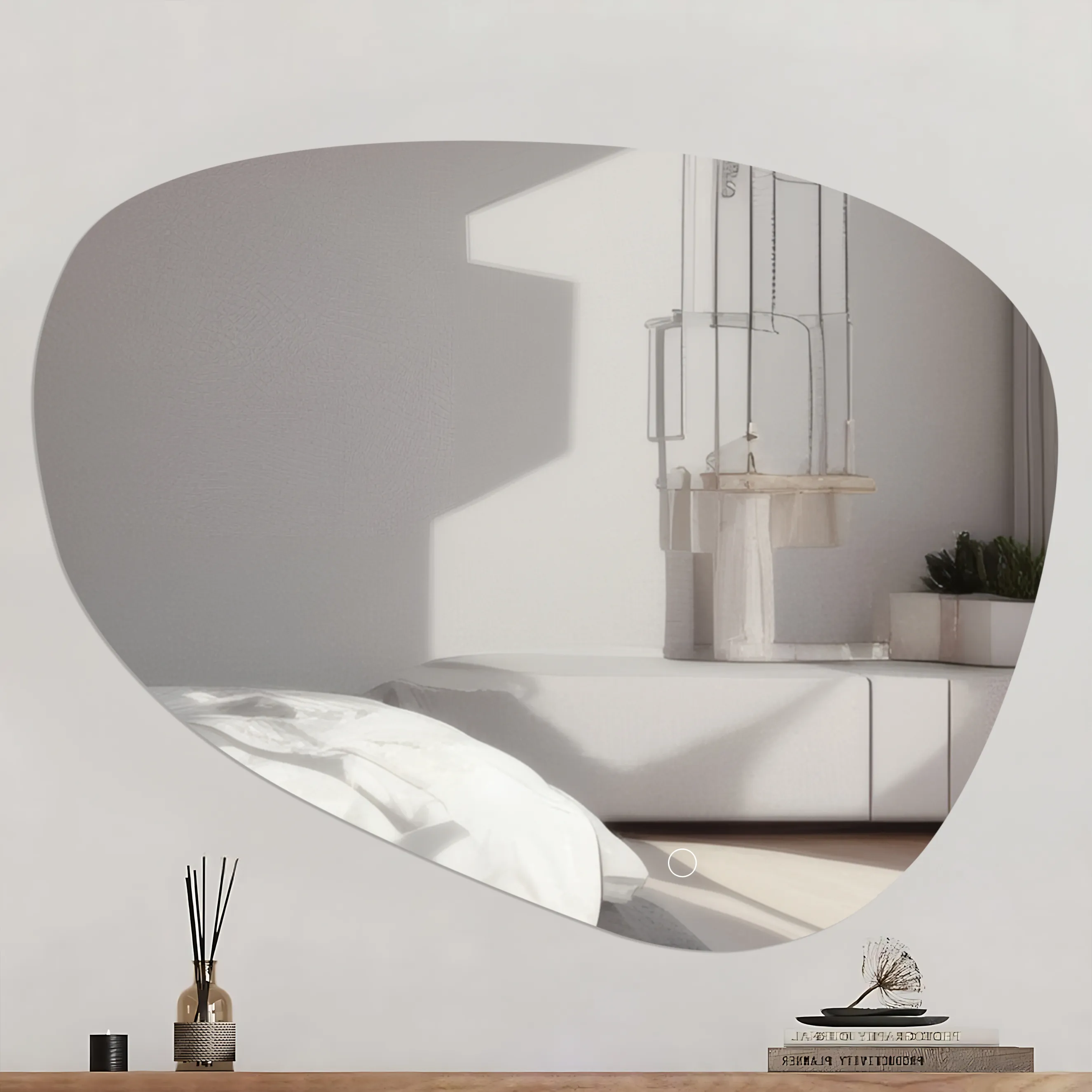 Oglindă LED mărime 58x78 cm formă asimetrică model Contemporan YH-3343 [2]