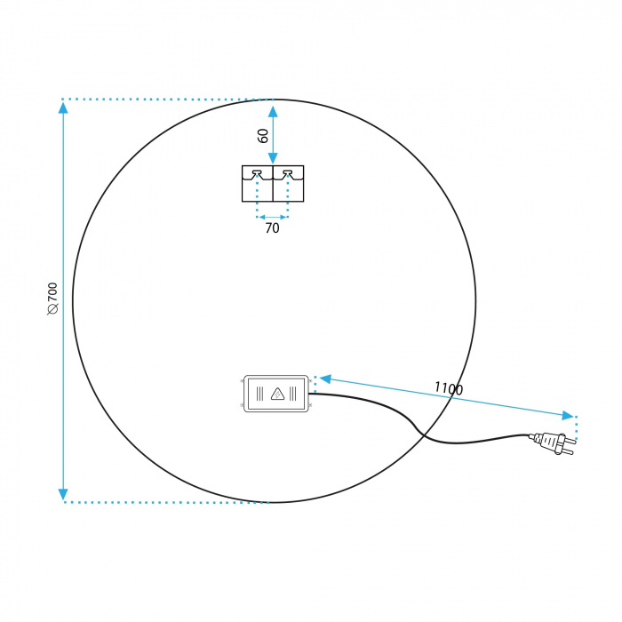 Oglindă cu LED formă rotundă mărime 70 cm model FFJ70 [10]