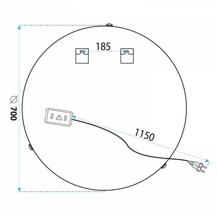 Oglindă LED și funcție de dezaburire mărime 70 cm formă rotundă model Cristal BL805 [11]