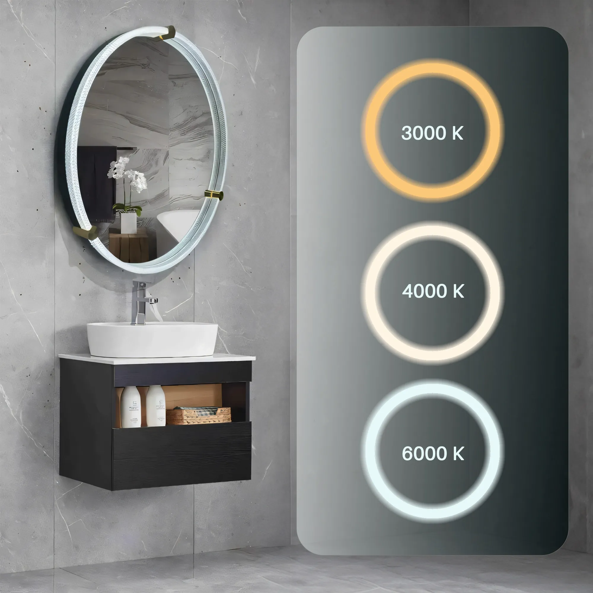 Oglindă LED și funcție de dezaburire mărime 60 cm formă rotundă model Cristal 106 [8]